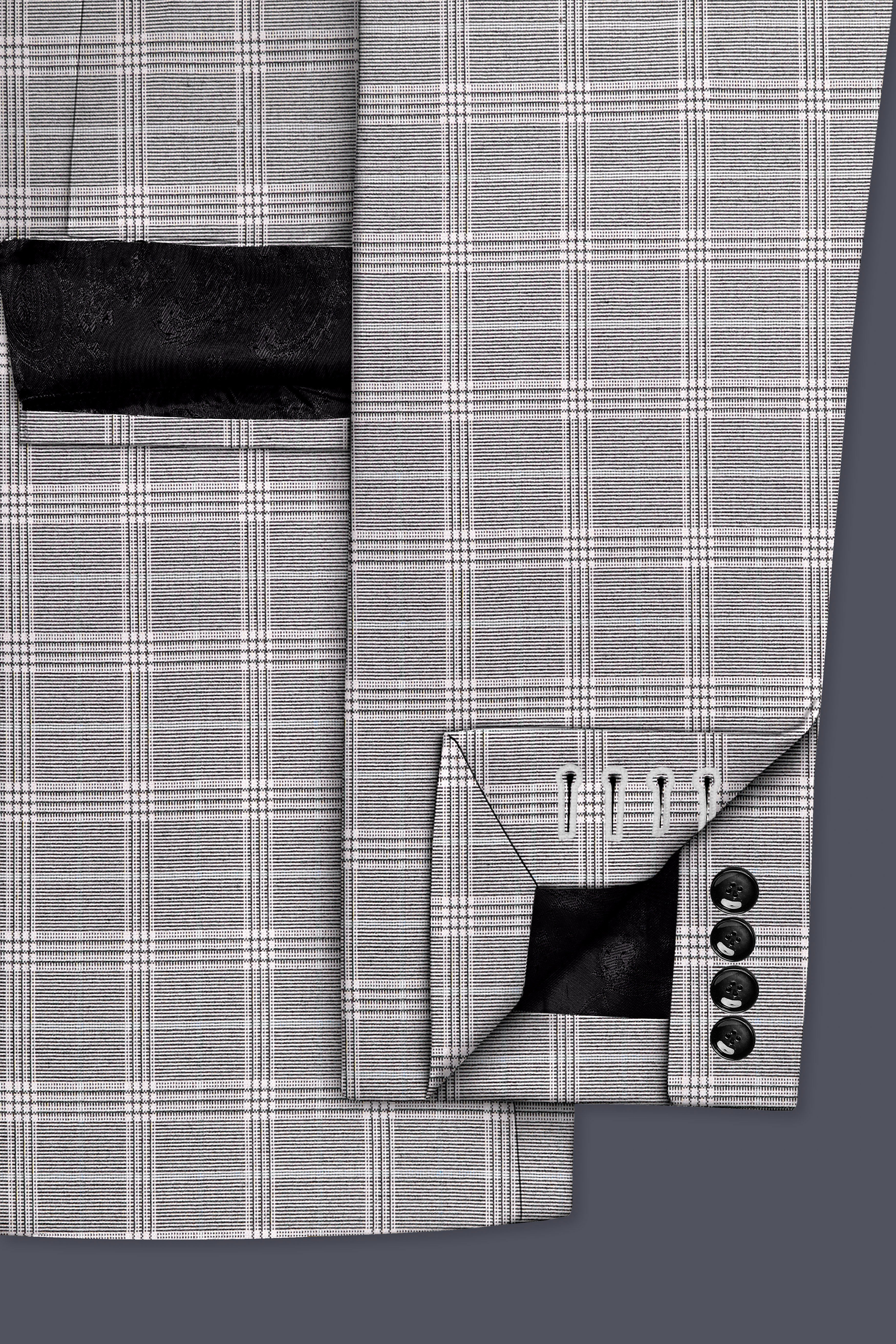 Monsoon Gray Plaid Wool Rich Double Breasted Blazer