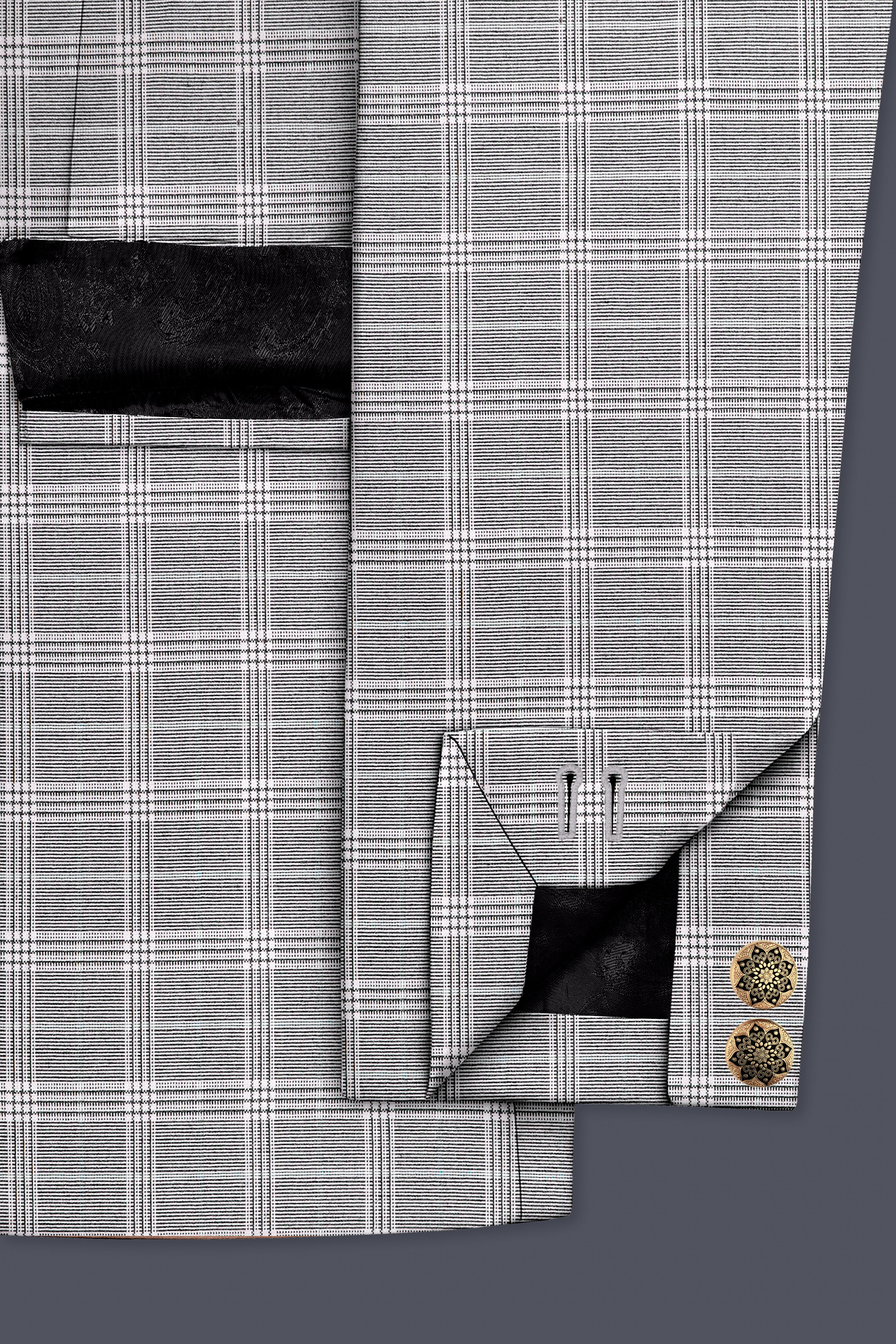 Venus Gray Plaid Wool Rich Cross Placket Bandhgala Blazer