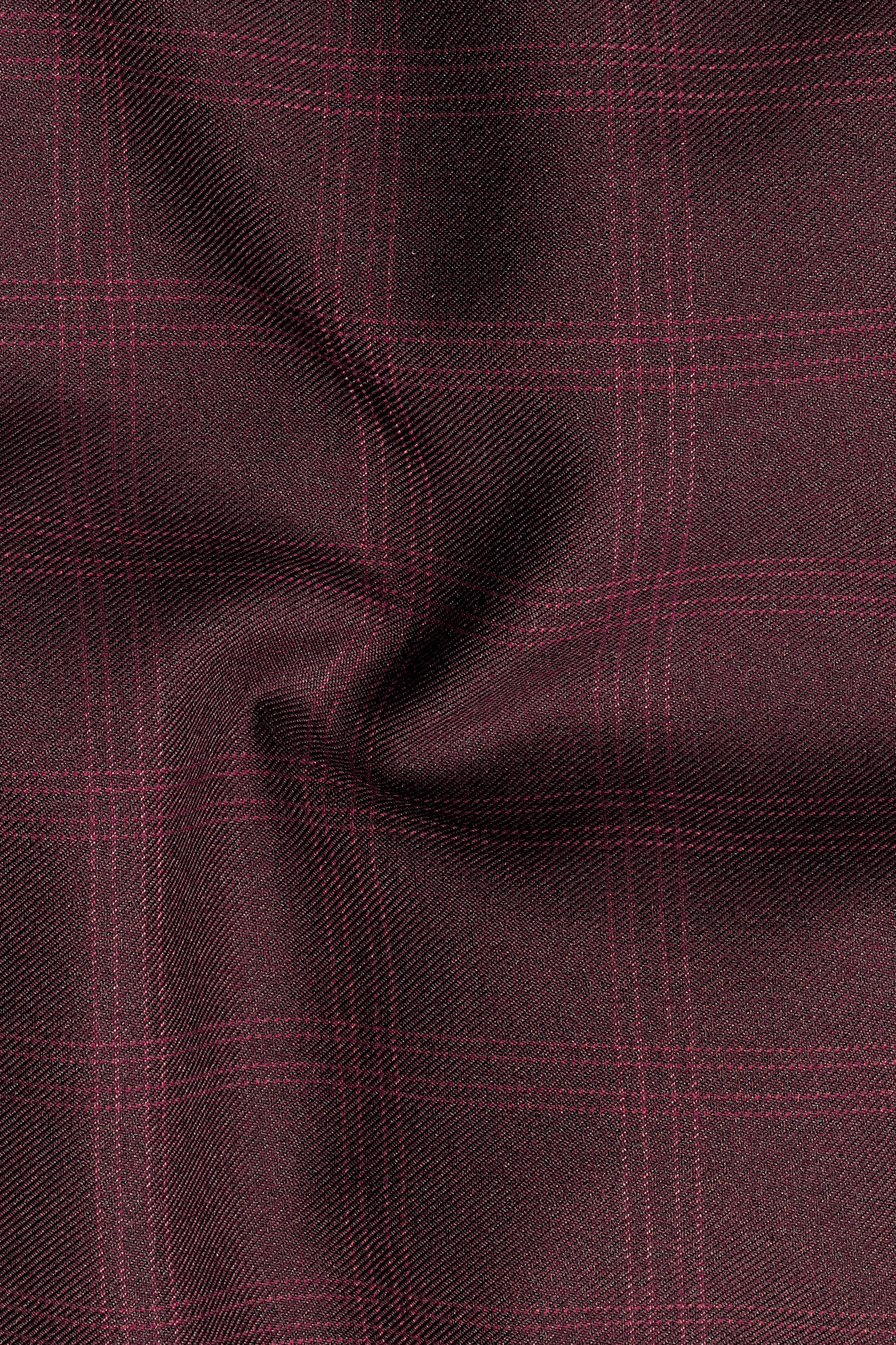 Russett Maroon Plaid Wool Rich Single Breasted Blazer