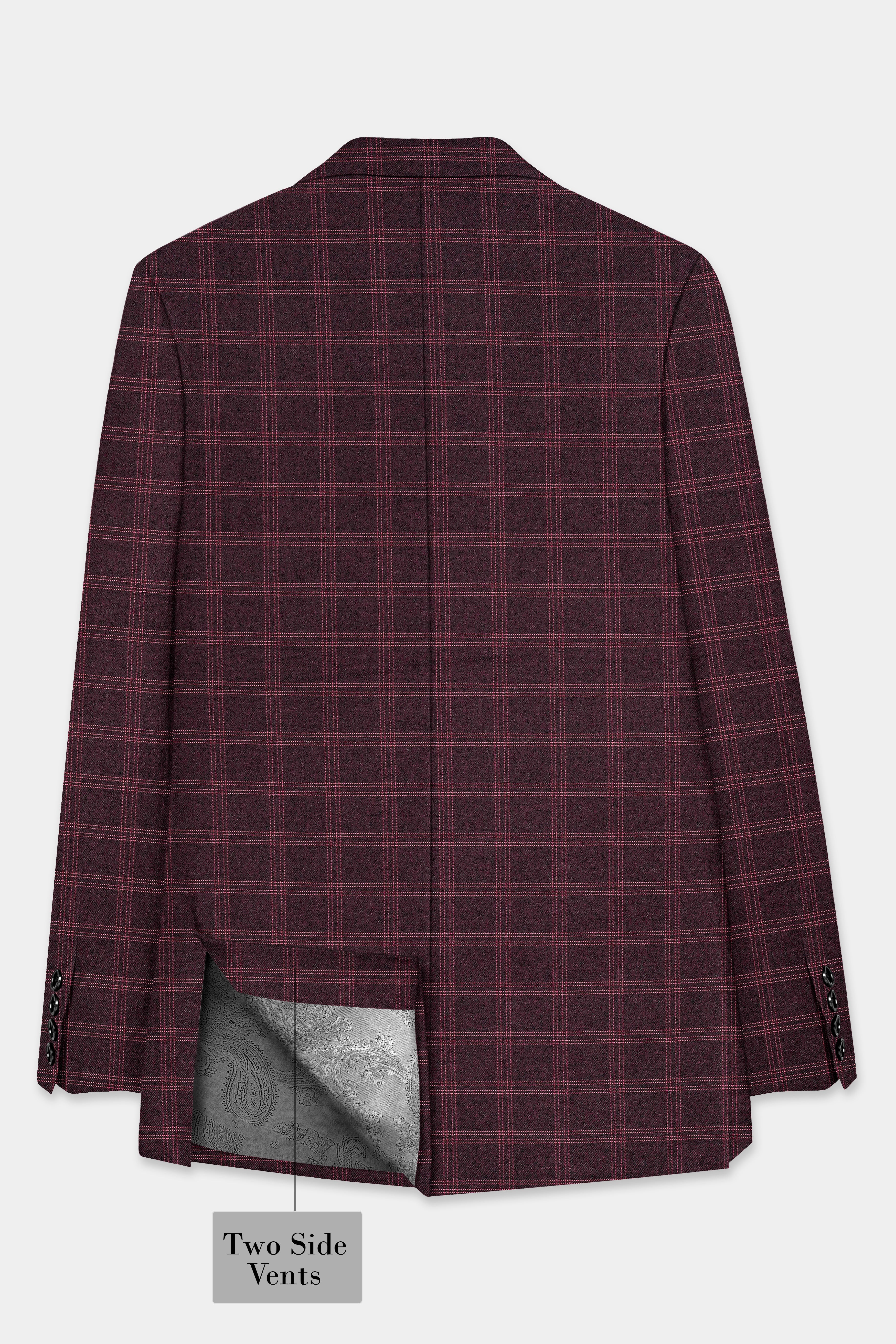 Russett Maroon Plaid Wool Rich Single Breasted Blazer