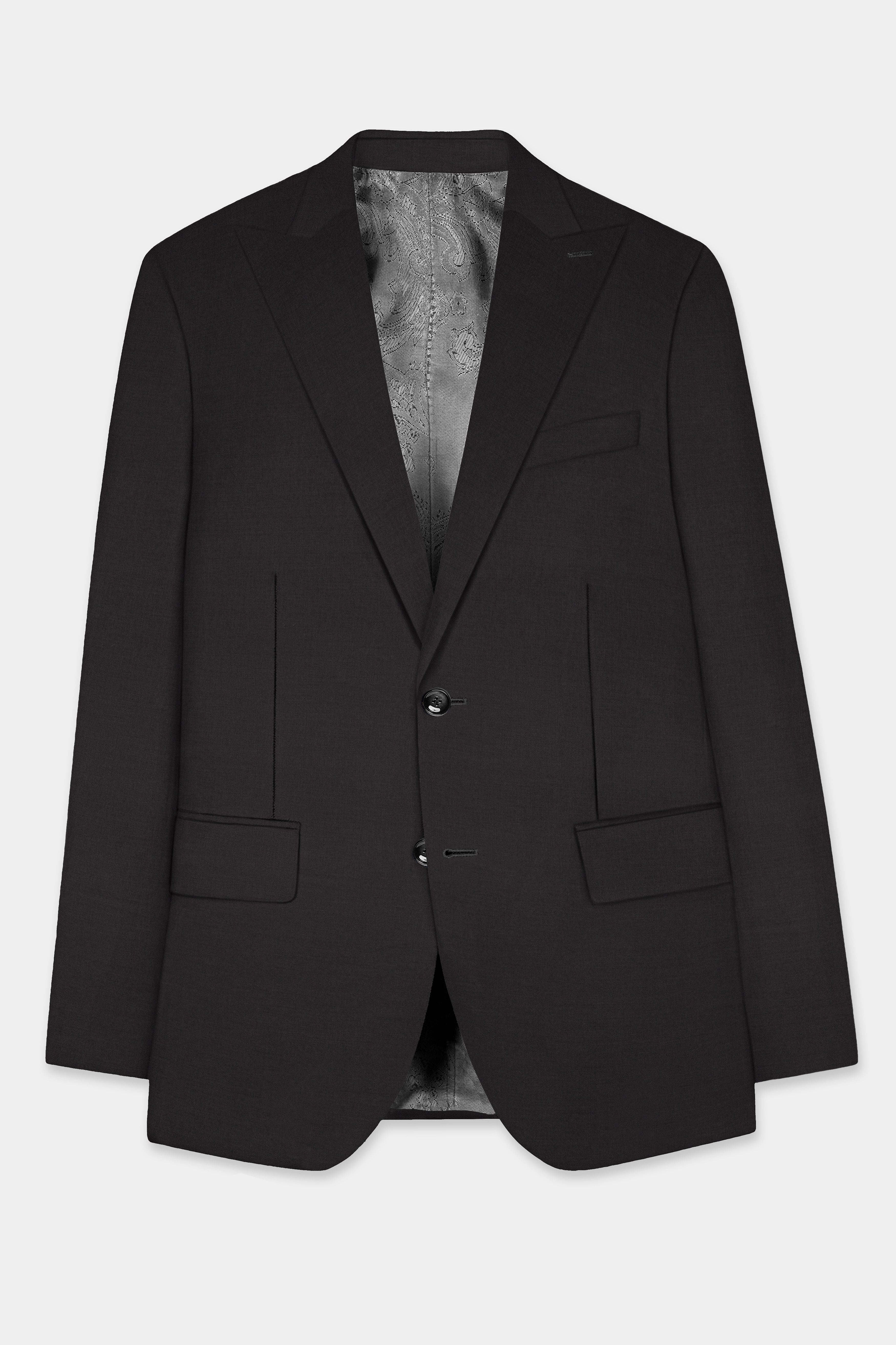 Zeus Brown Solid Wool Rich Single Breasted Blazer