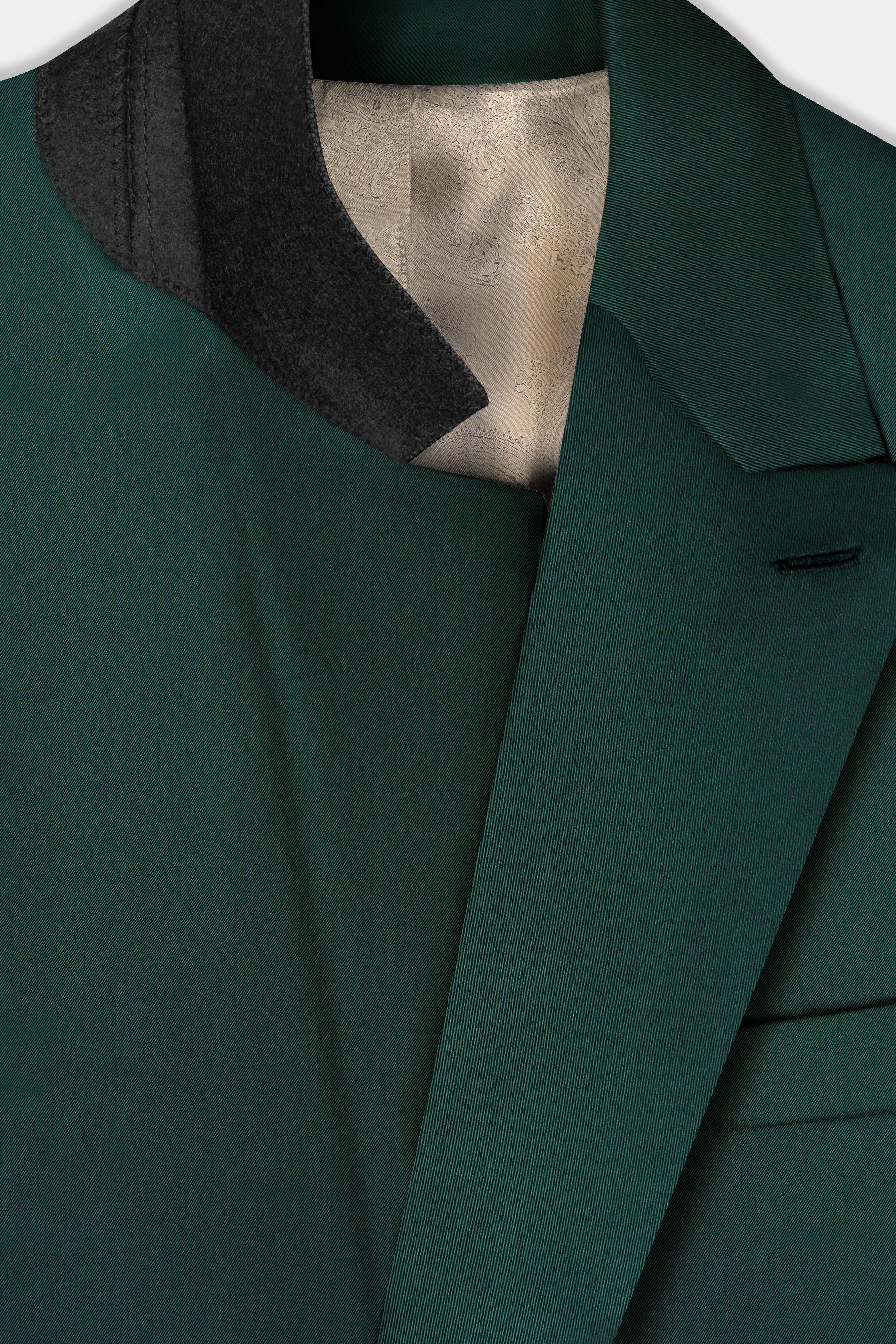 Phthalo Green Solid Cotton Double Breasted Blazer