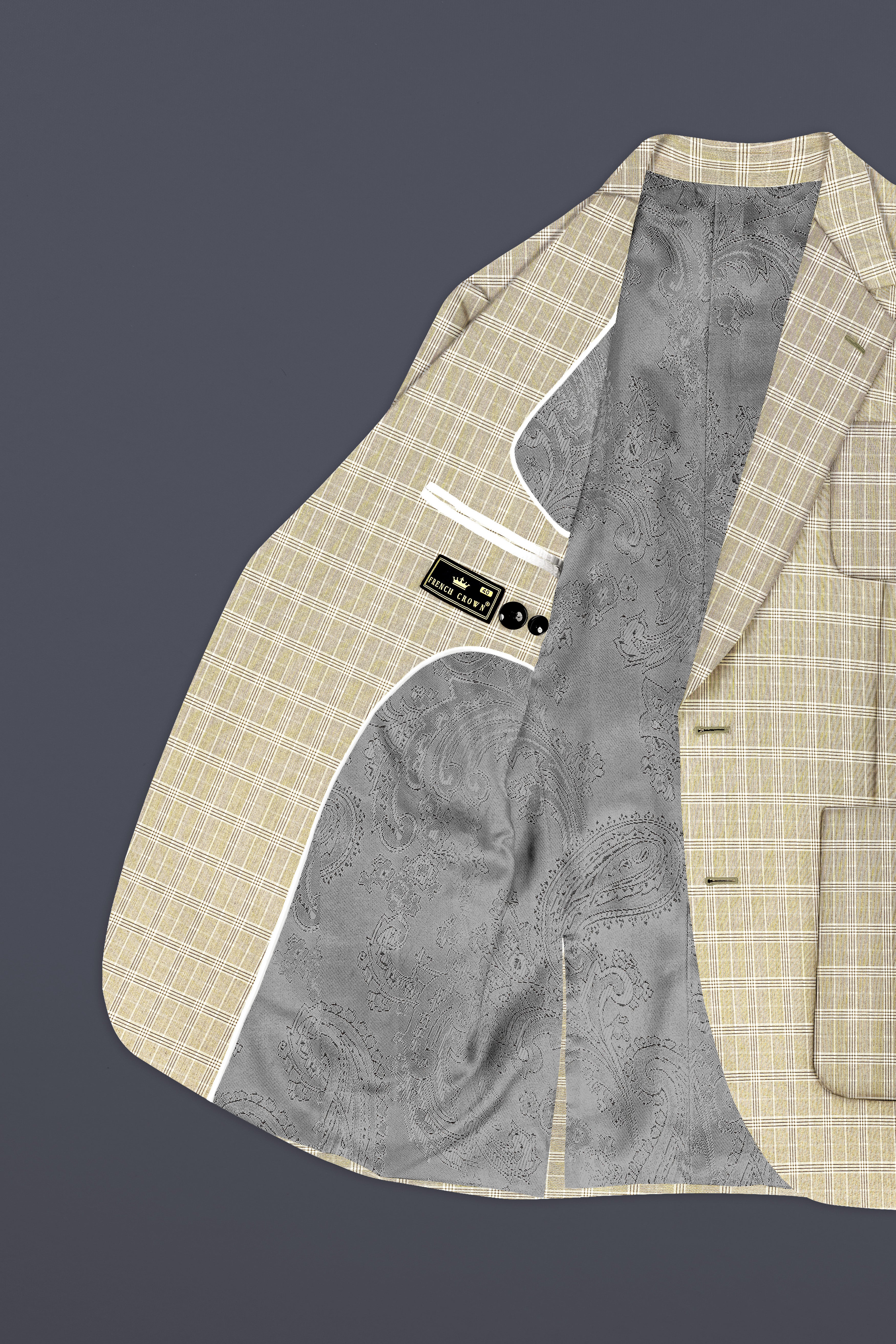 Eagle Cream Plaid Wool Rich Single Breasted Sports Blazer