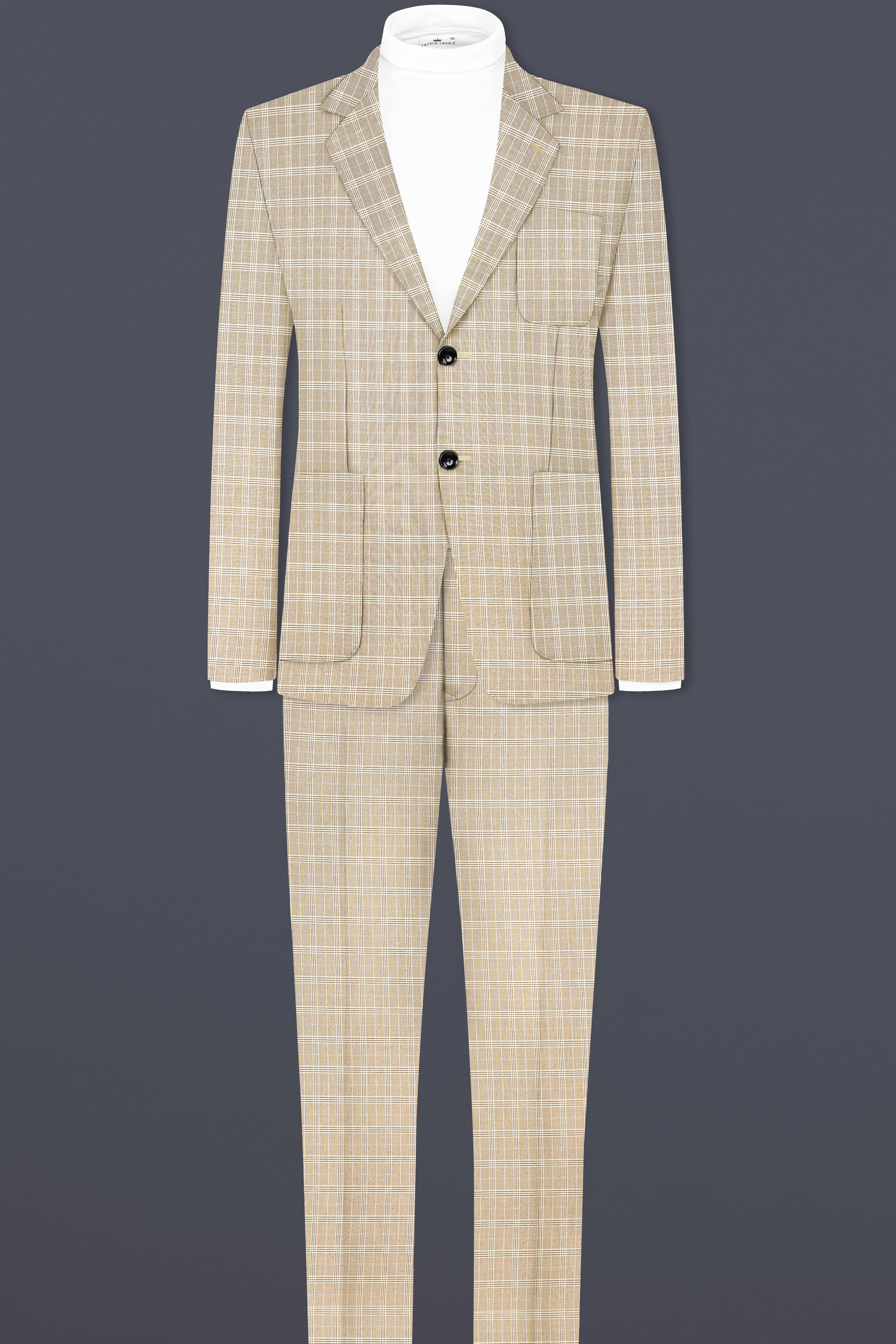 Eagle Cream Plaid Wool Rich Single Breasted Sports Blazer