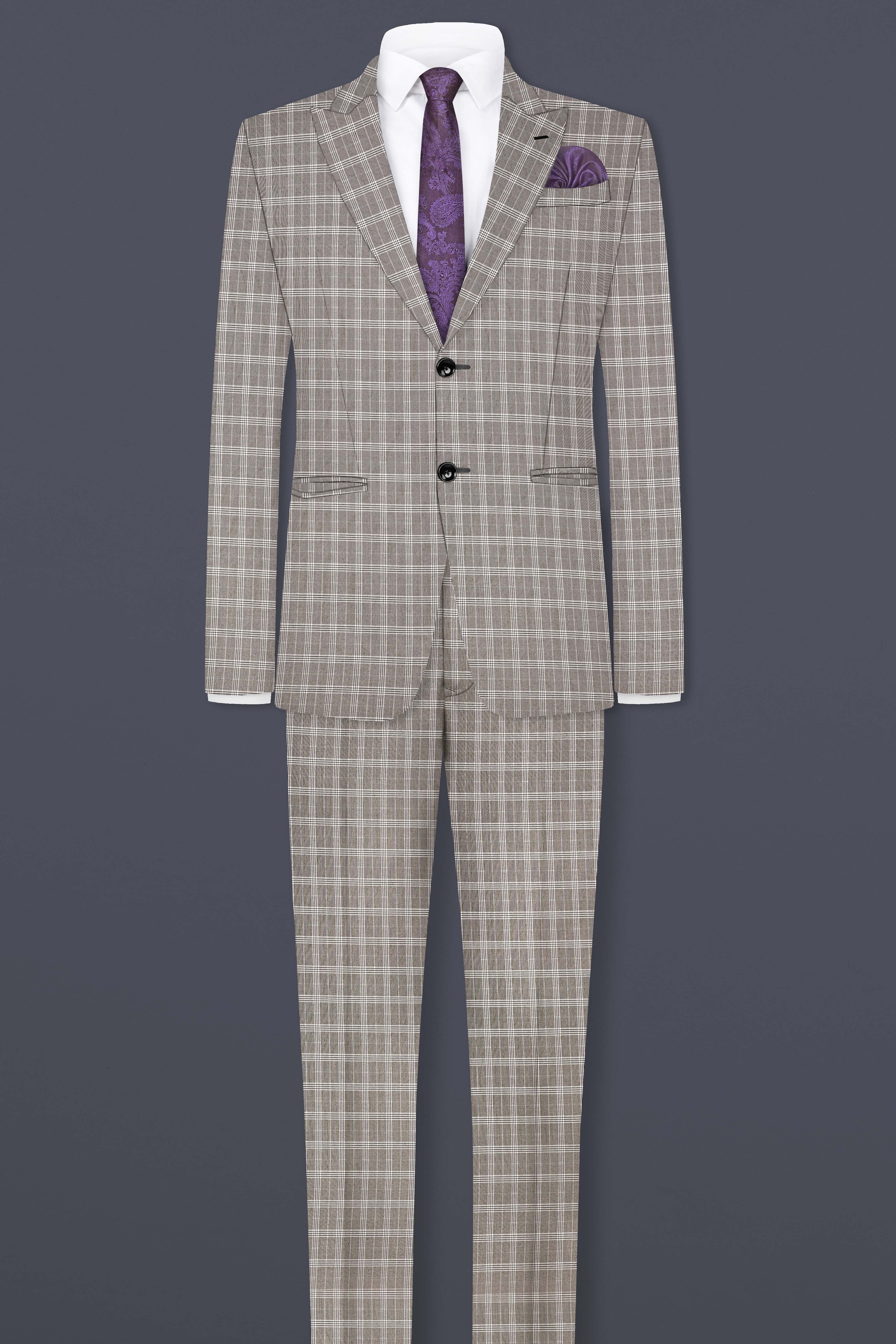 Monsoon Gray Plaid Wool Rich Single Breasted Blazer