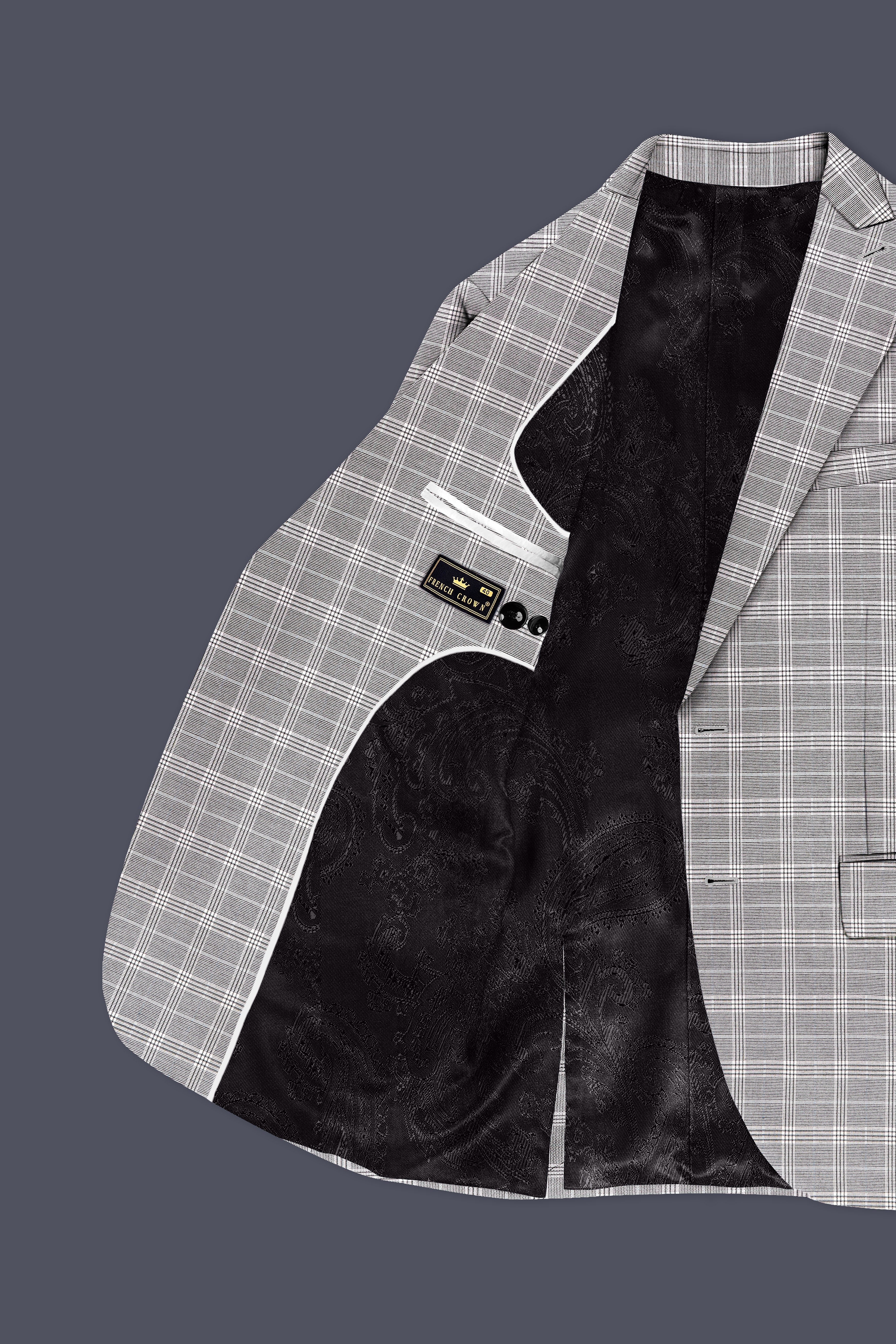 Monsoon Gray Plaid Wool Rich Single Breasted Blazer