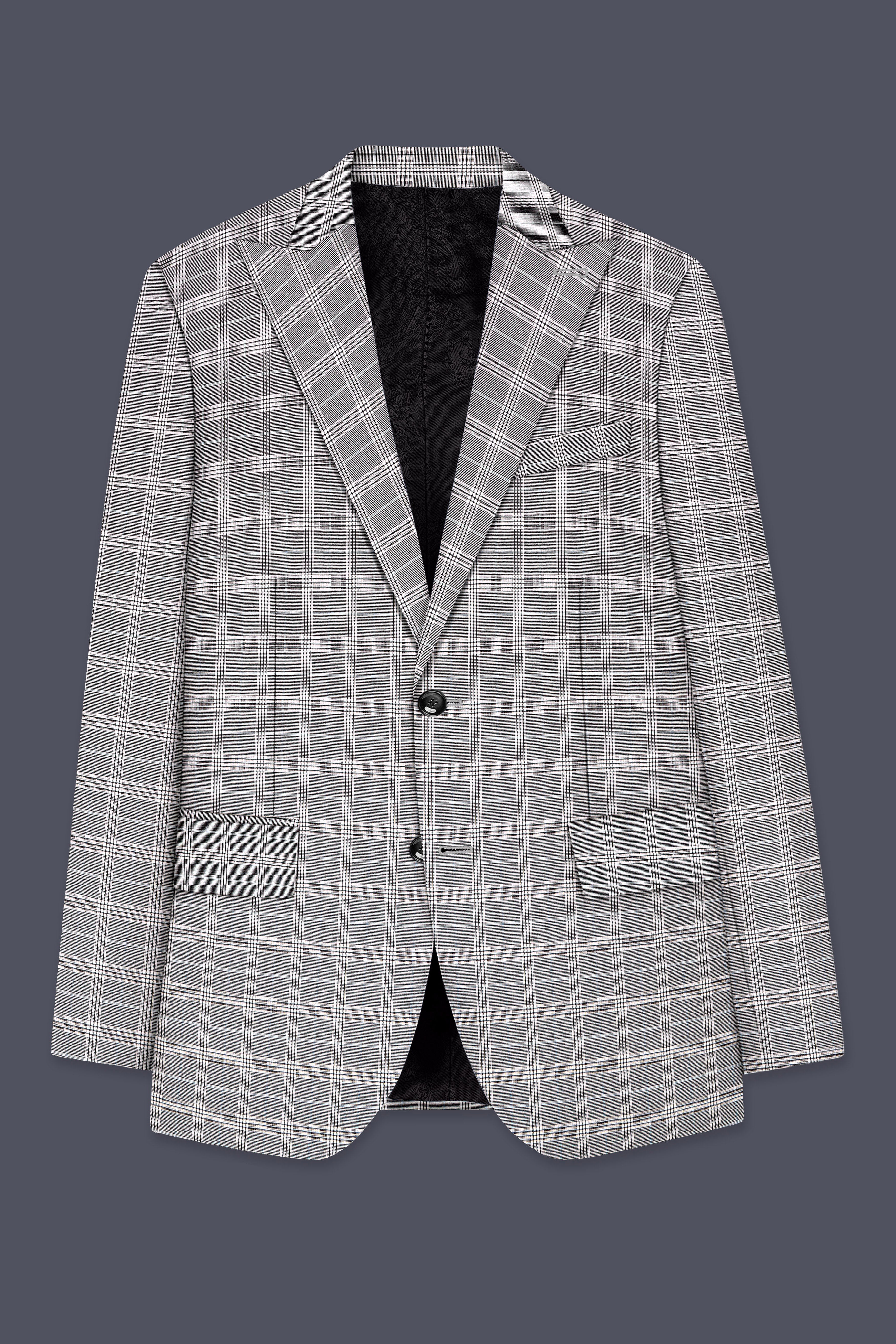 Monsoon Gray Plaid Wool Rich Single Breasted Blazer
