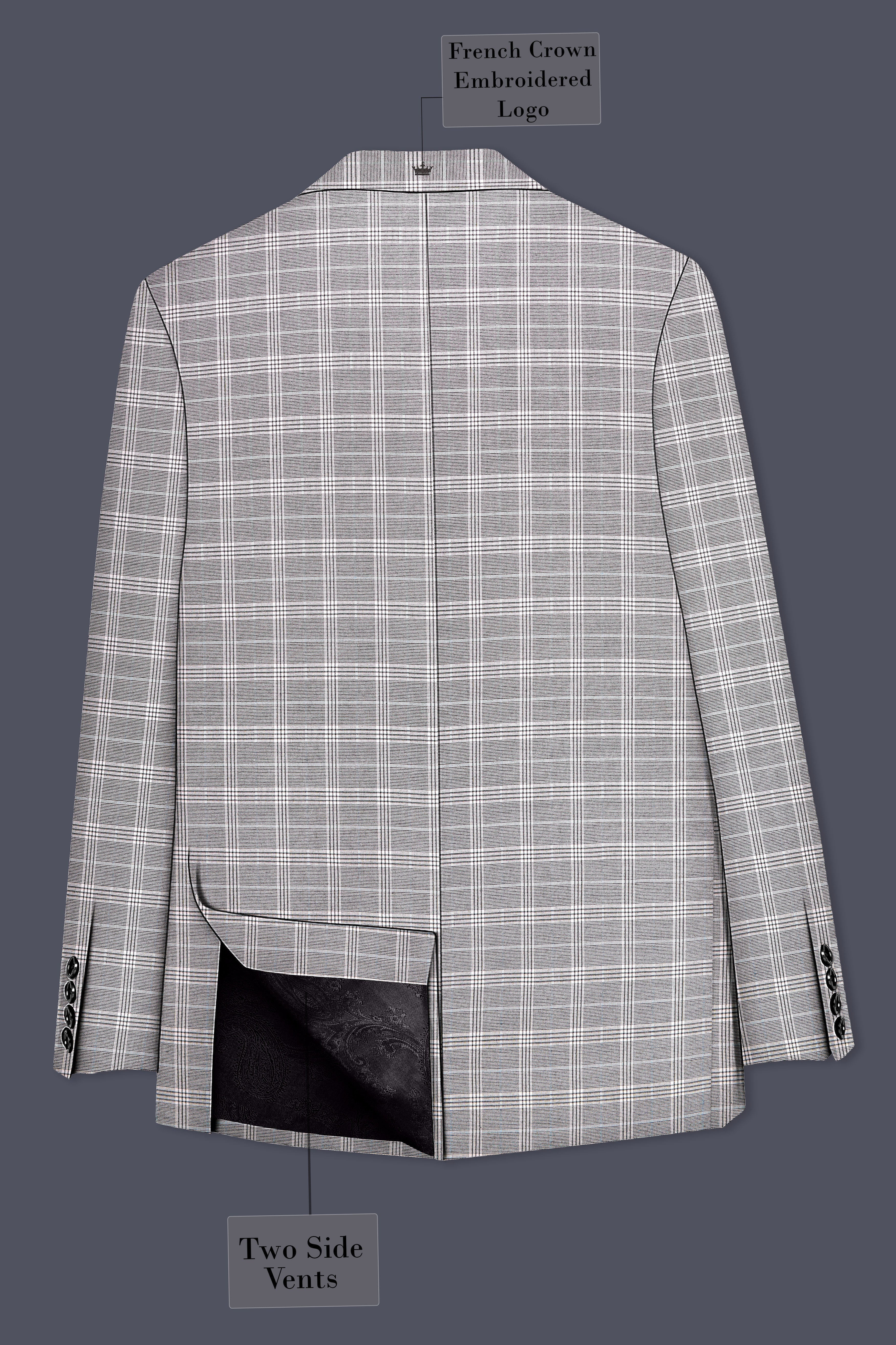 Monsoon Gray Plaid Wool Rich Single Breasted Blazer