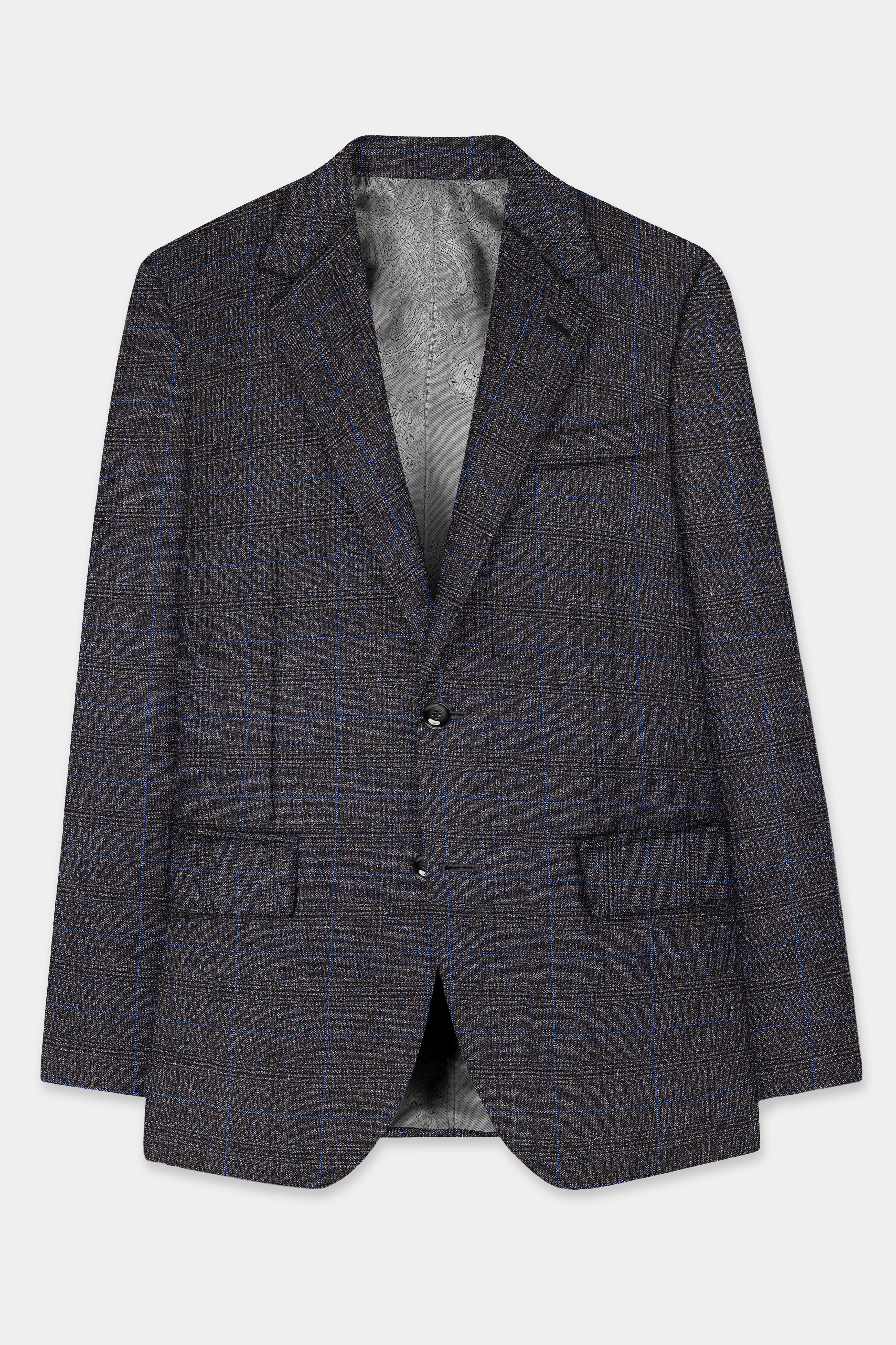 Thunder Gray Plaid Wool Rich Single Breasted Blazer