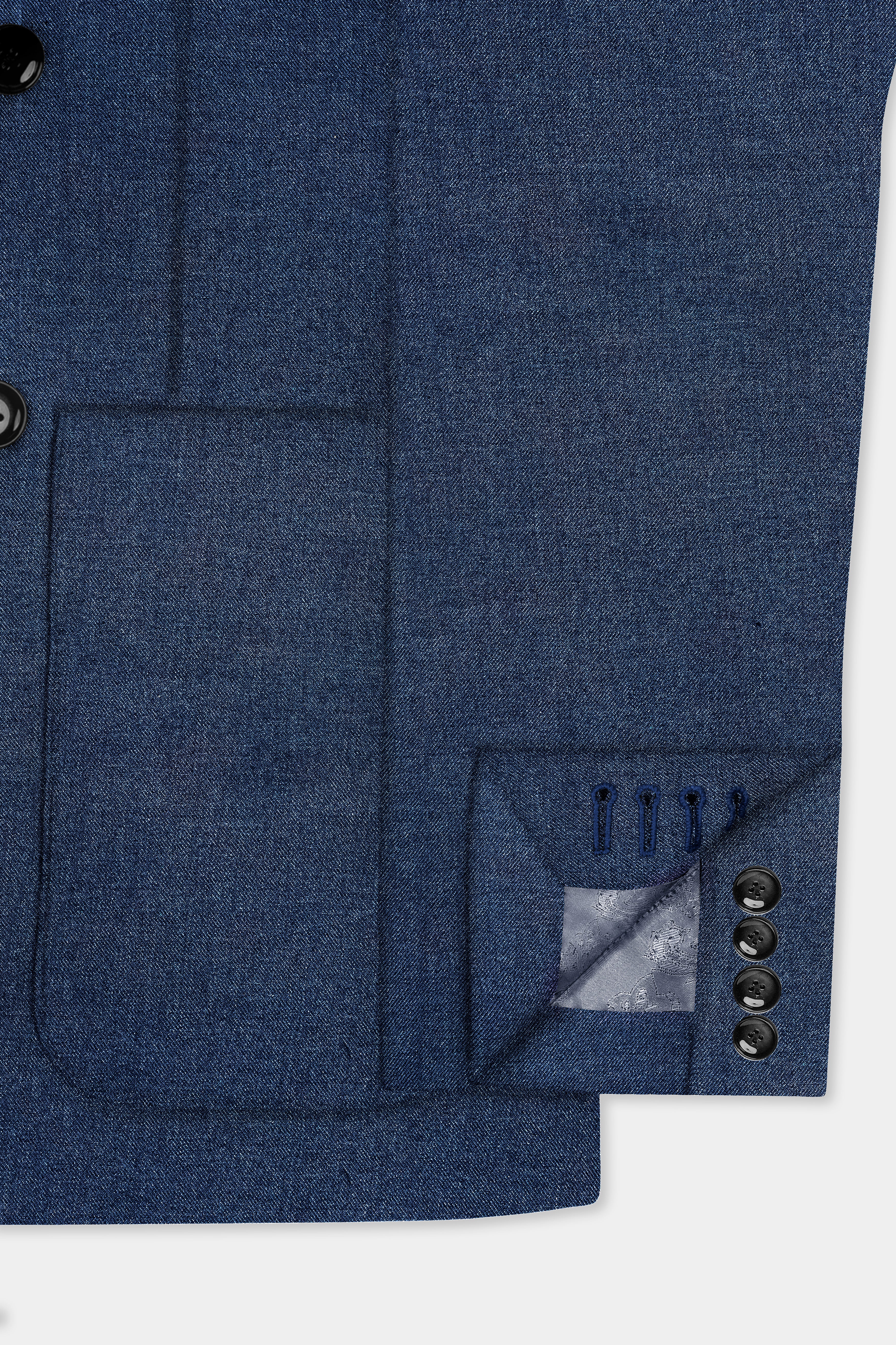 Zodiac Blue Textured Tweed Wool Rich Patch Pocket Designer Sport Blazer