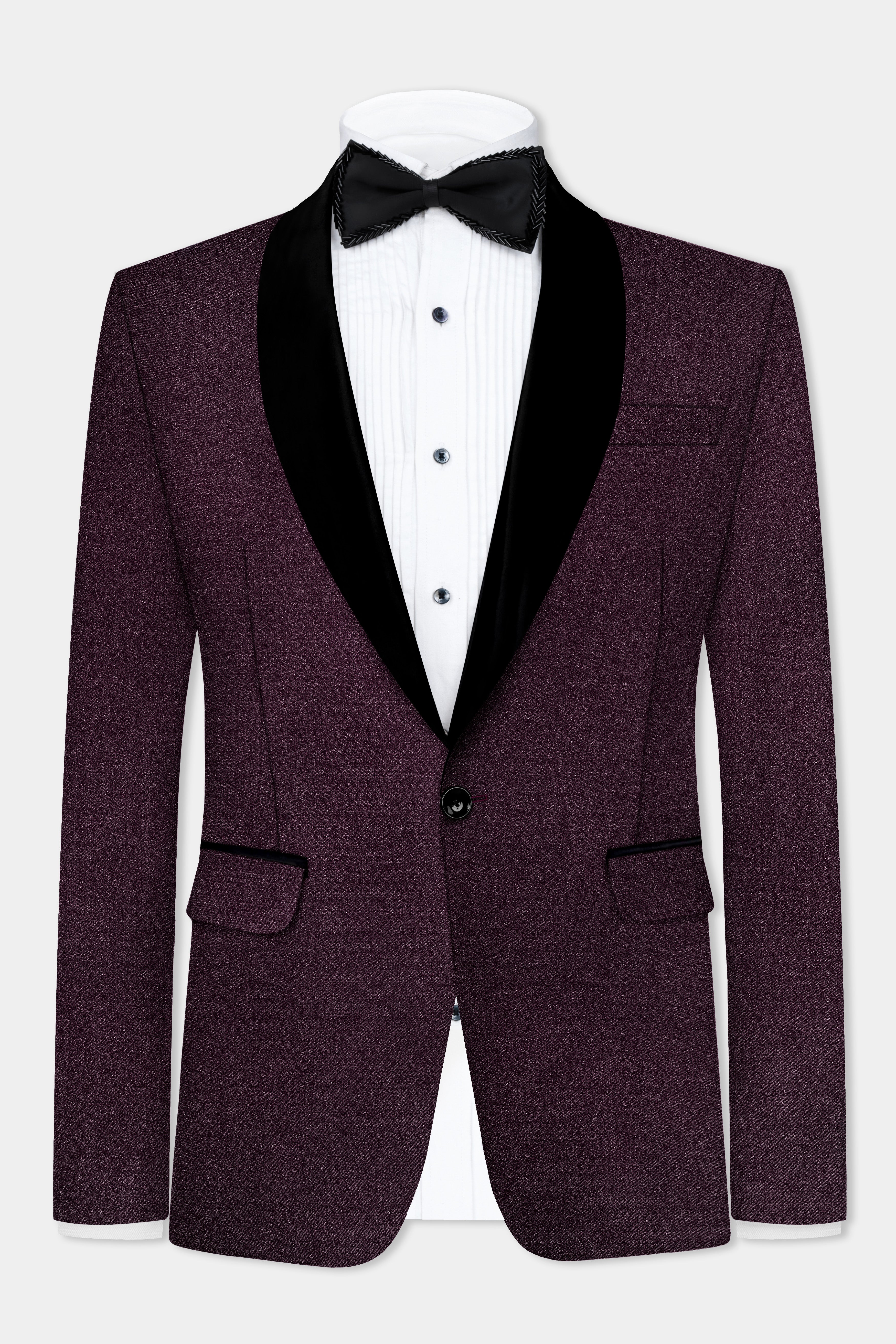 Tamarind Wine Textured Tuxedo Blazer