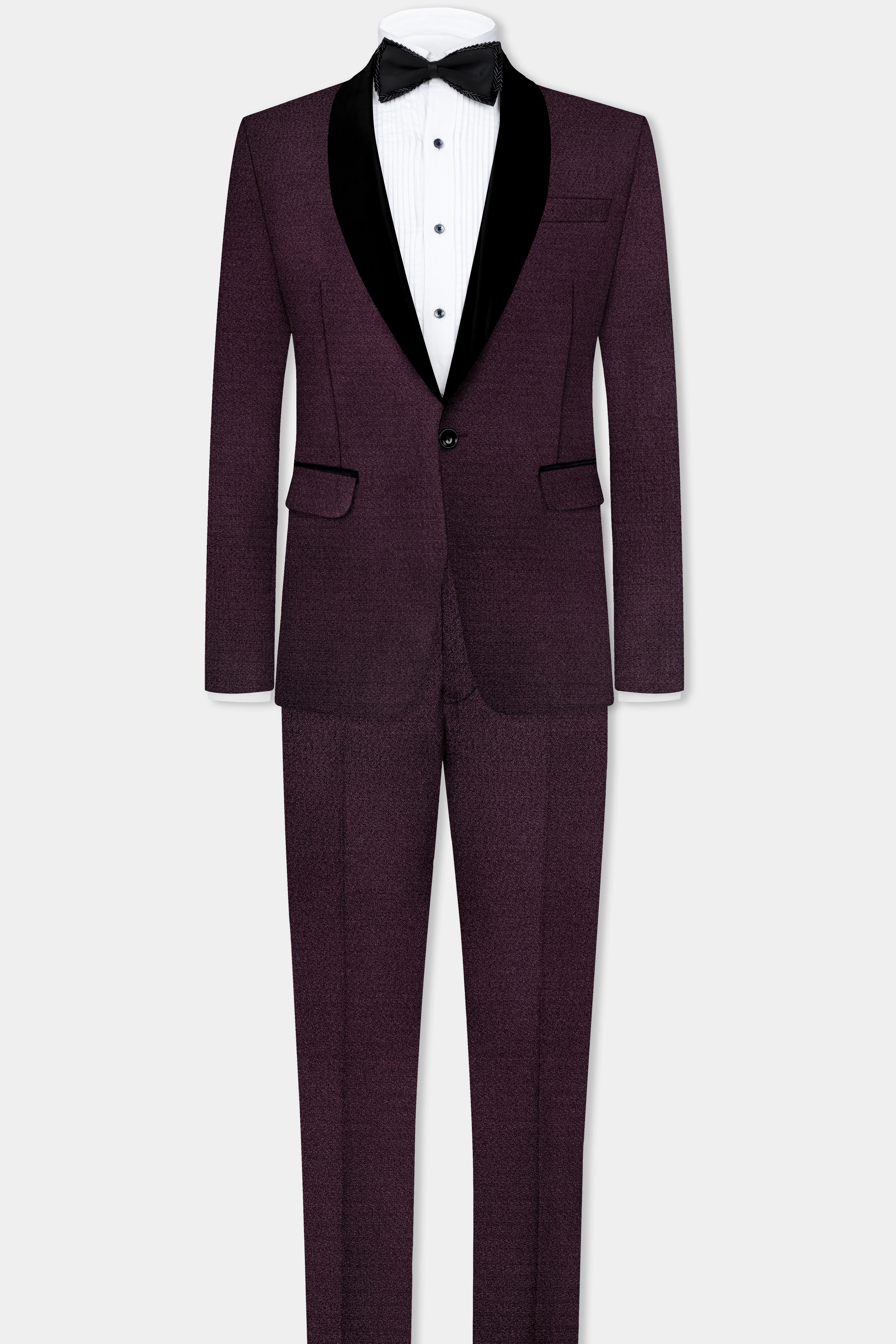 Tamarind Wine Textured Tuxedo Blazer