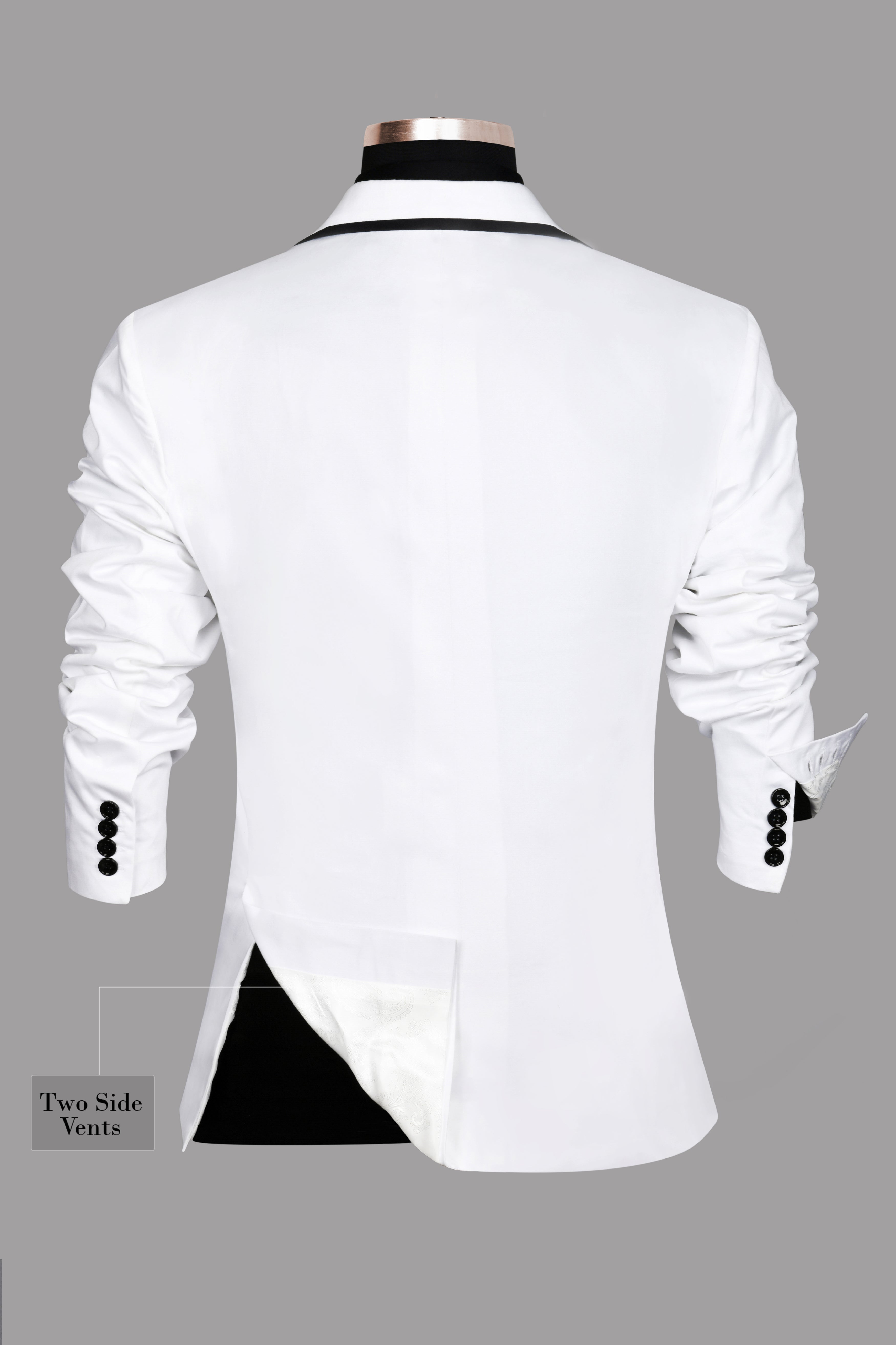White with Black Border Patterned Cotton Blazer