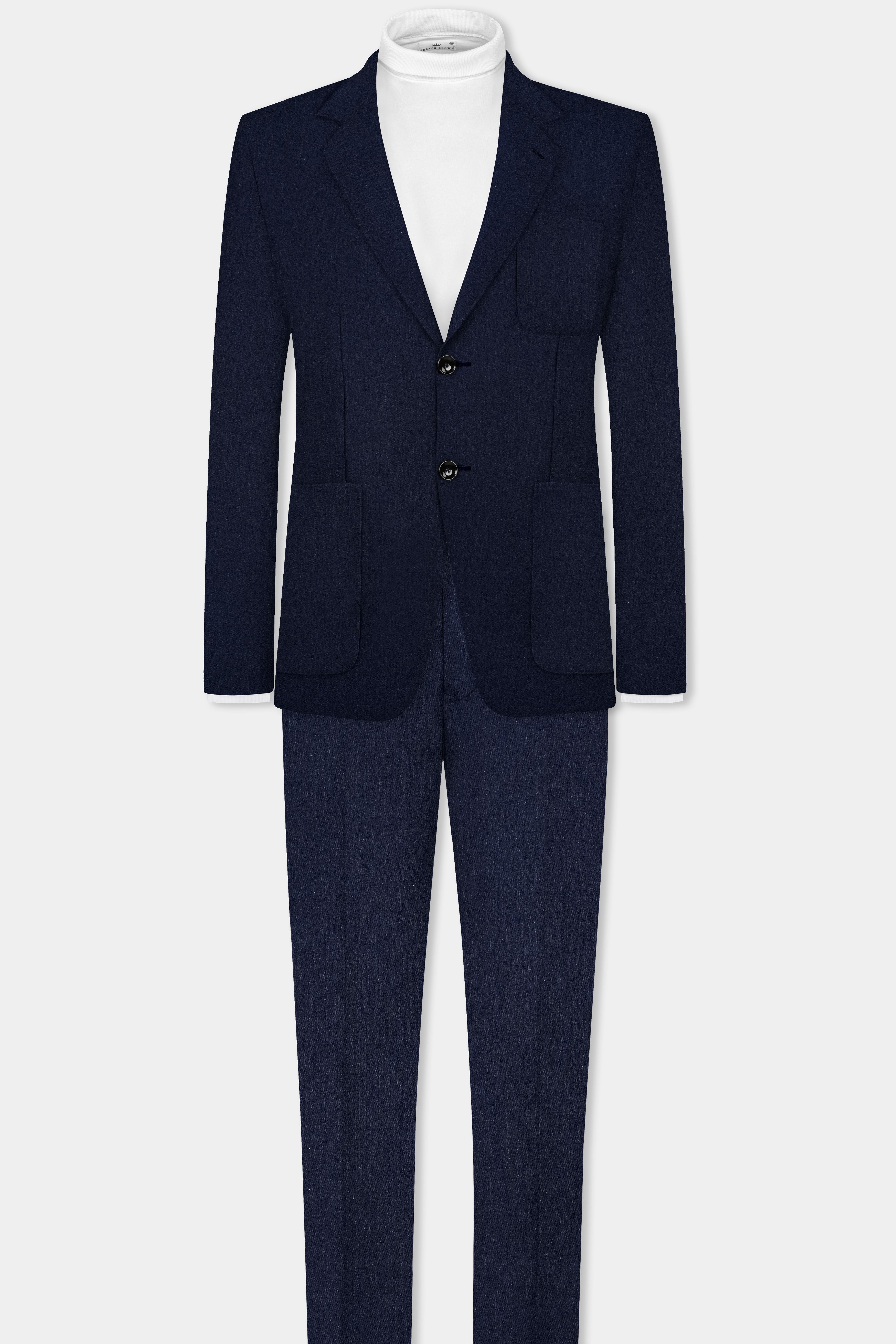 Tealish Blue Solid Cotton Single Breasted Sports Blazer