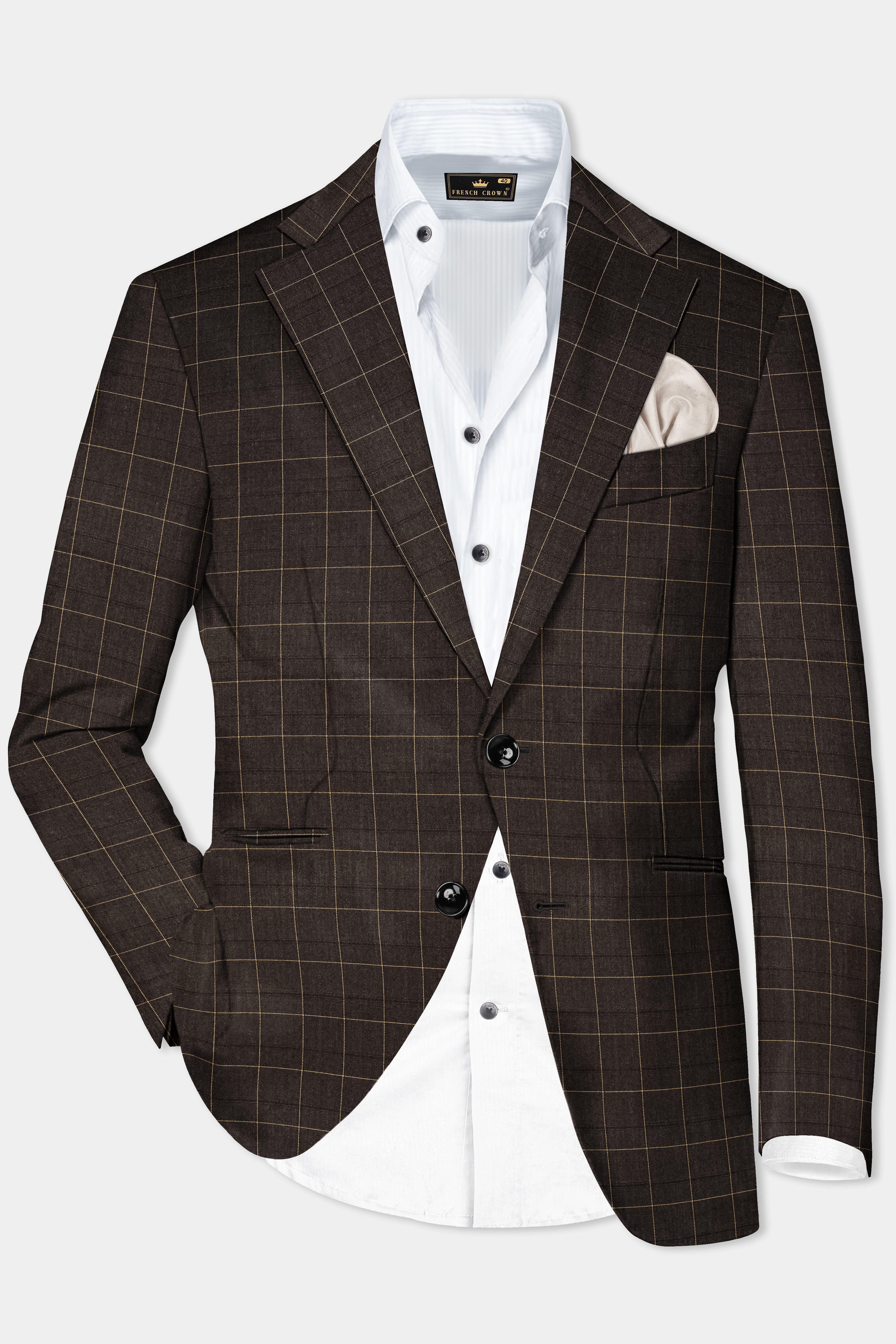 Eclipse Brown Plaid Wool Rich Single Breasted Blazer