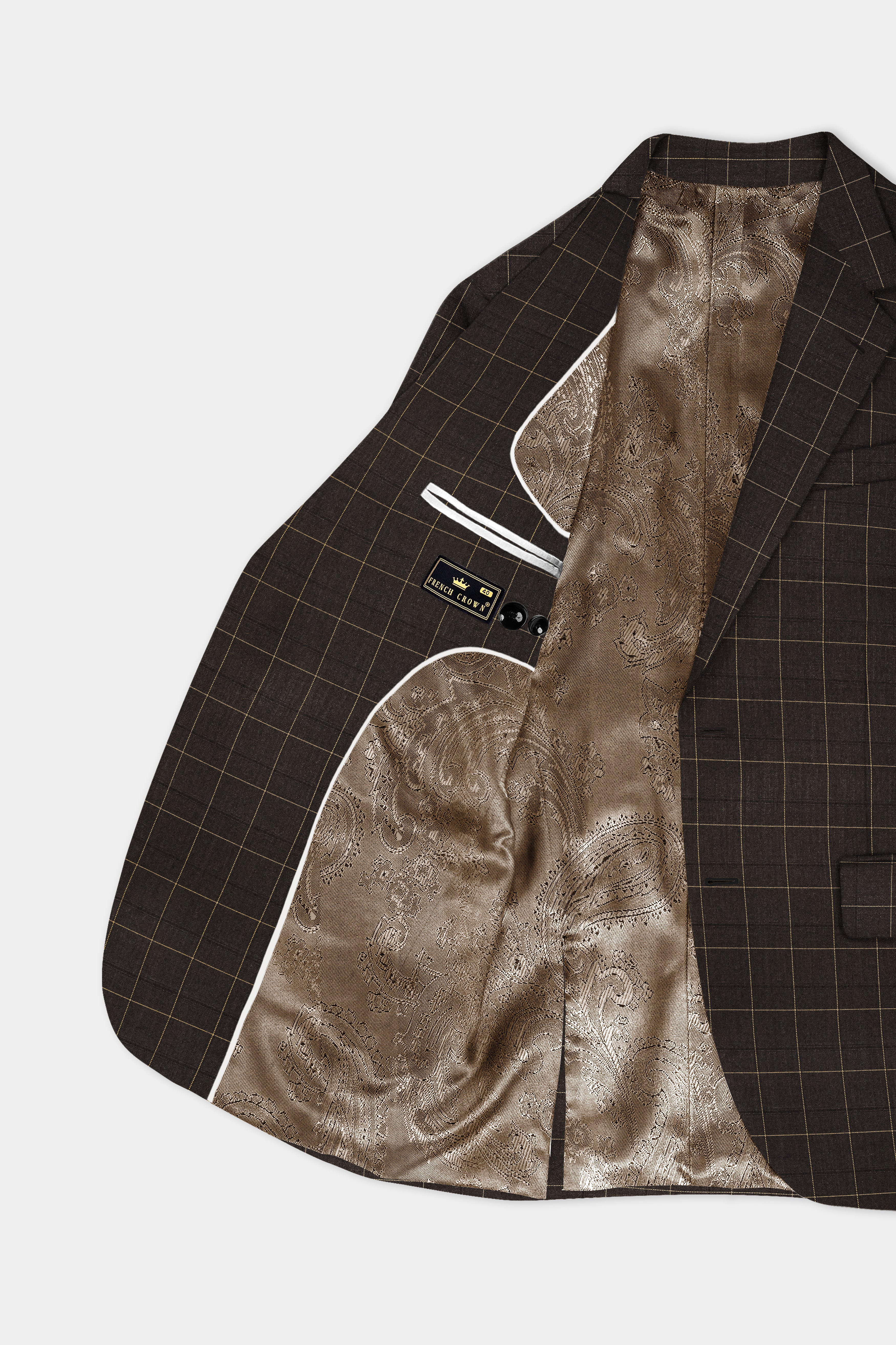 Eclipse Brown Plaid Wool Rich Single Breasted Blazer