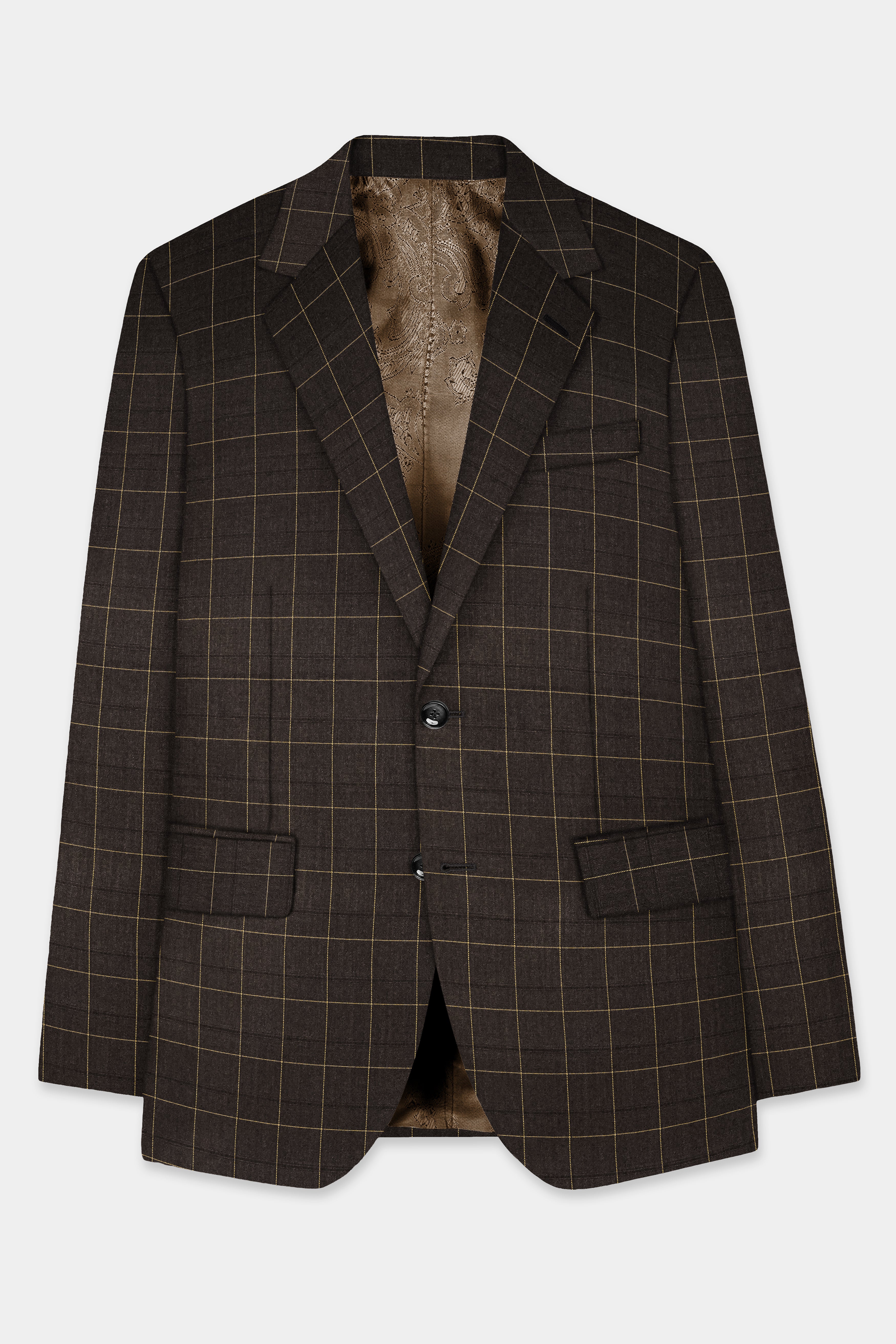 Eclipse Brown Plaid Wool Rich Single Breasted Blazer