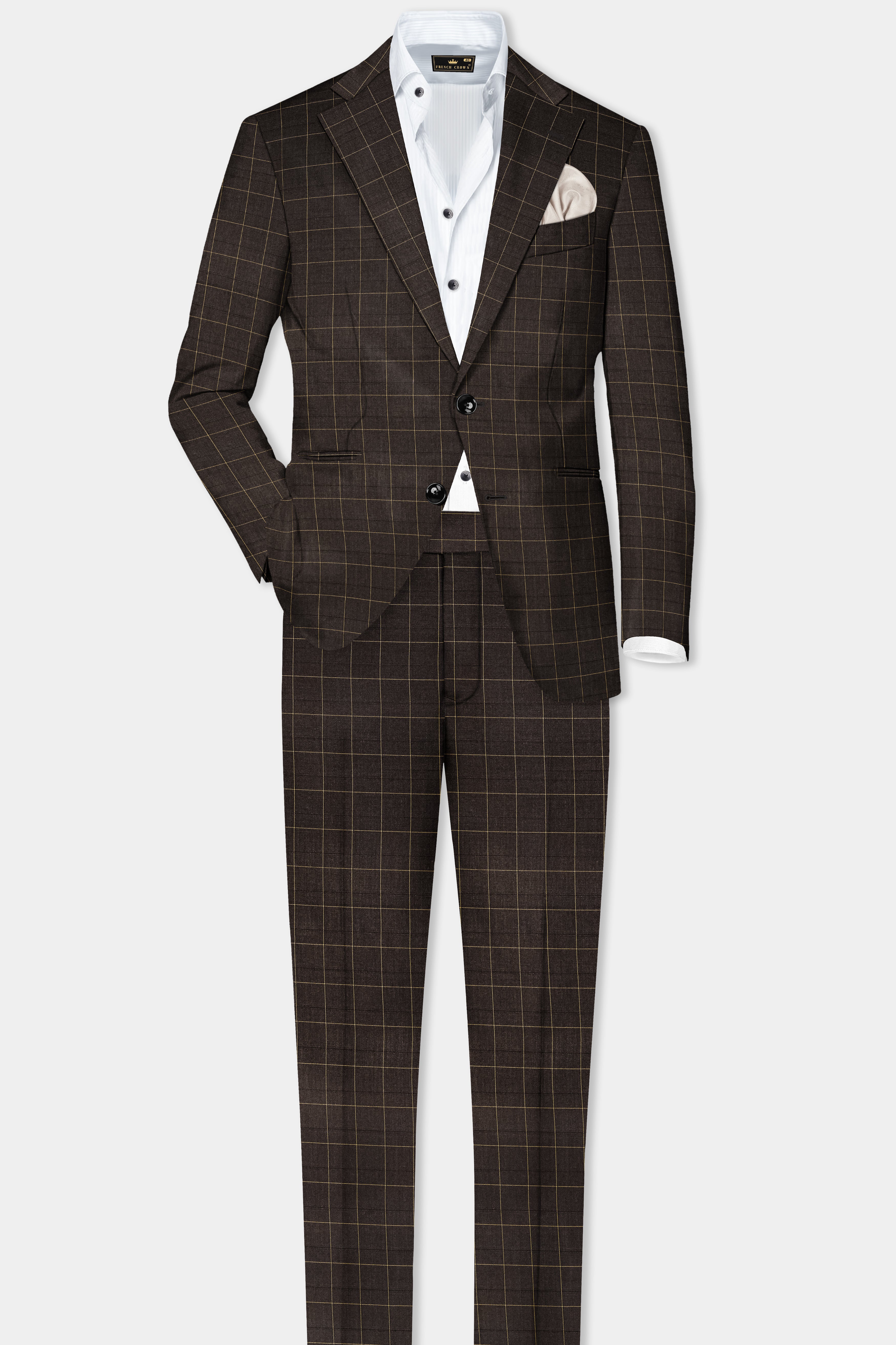 Eclipse Brown Plaid Wool Rich Single Breasted Blazer