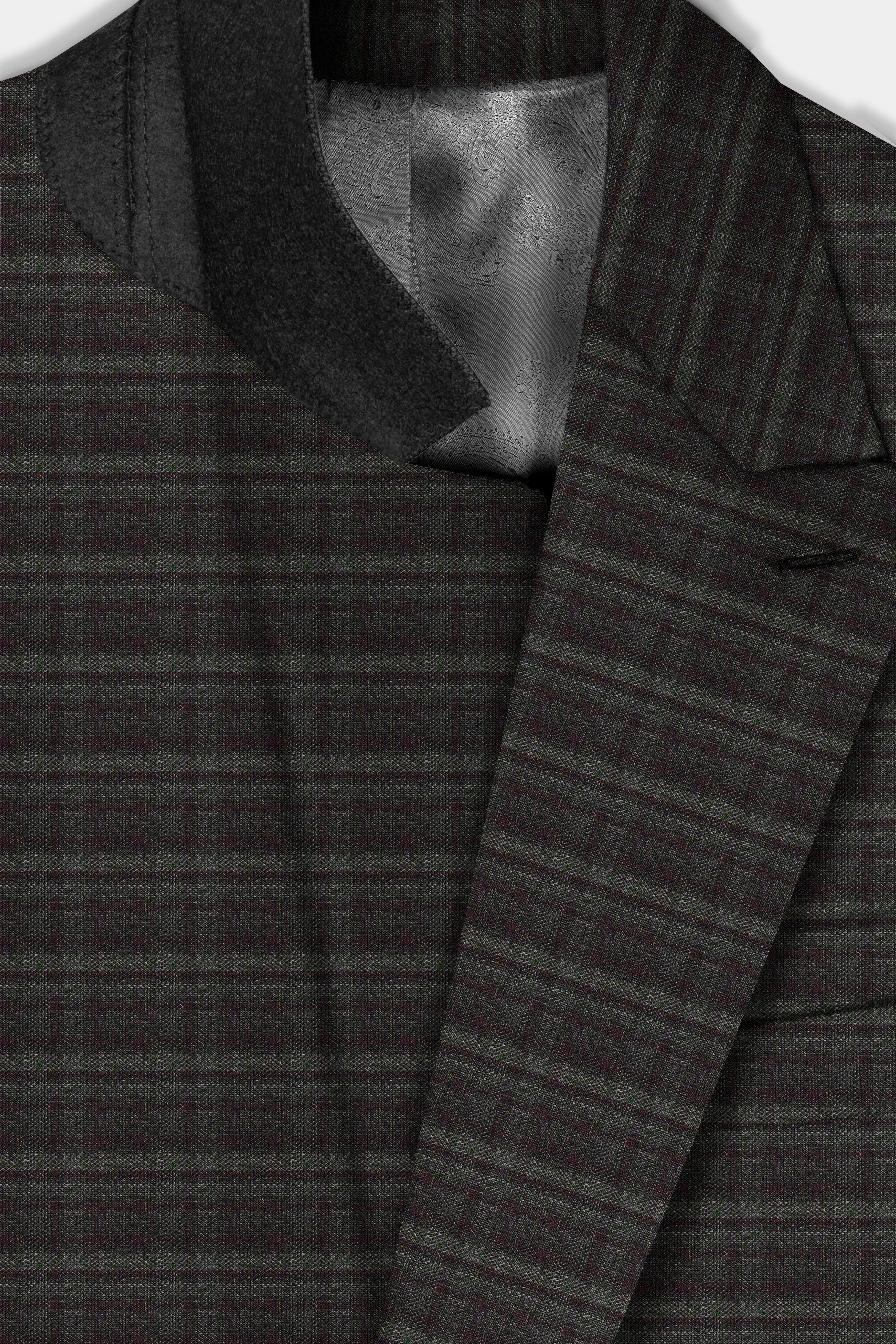 Zeus Gray And Lisbon Green Plaid Wool Rich Double Breasted Blazer