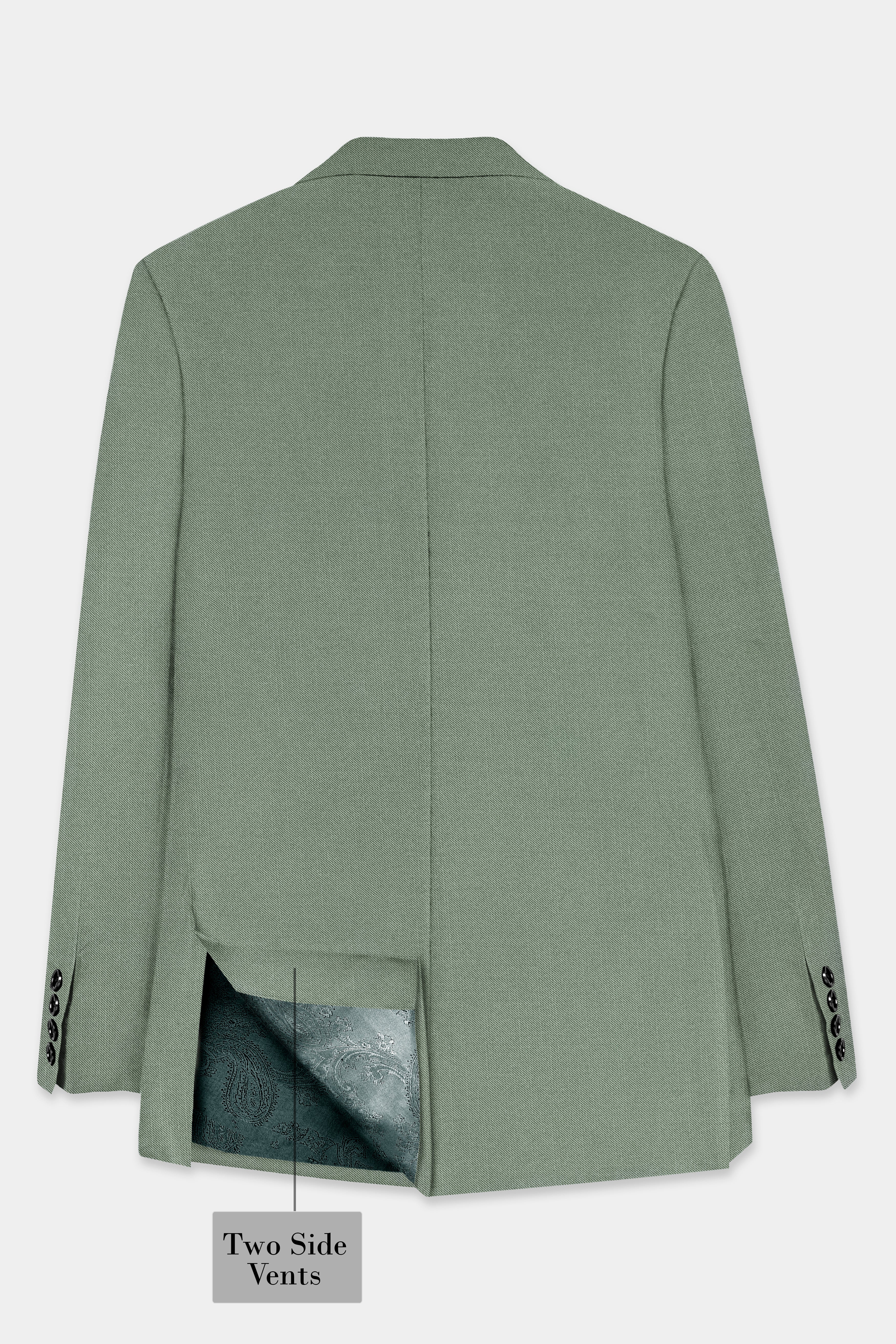 Spanish Green Solid Wool Rich Double Breasted Blazer