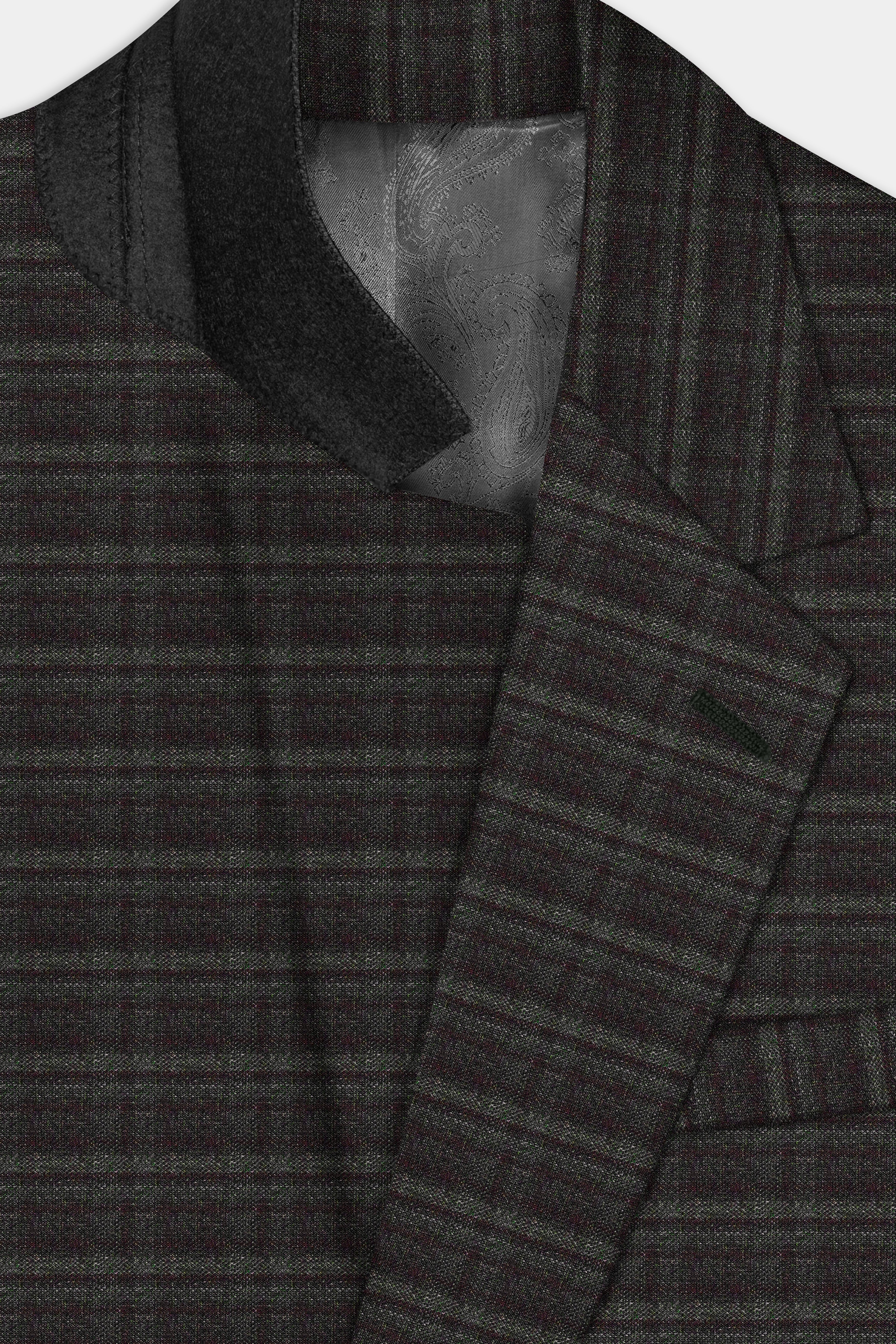 Zeus Gray And Lisbon Green Plaid Wool Rich Single Breasted Blazer