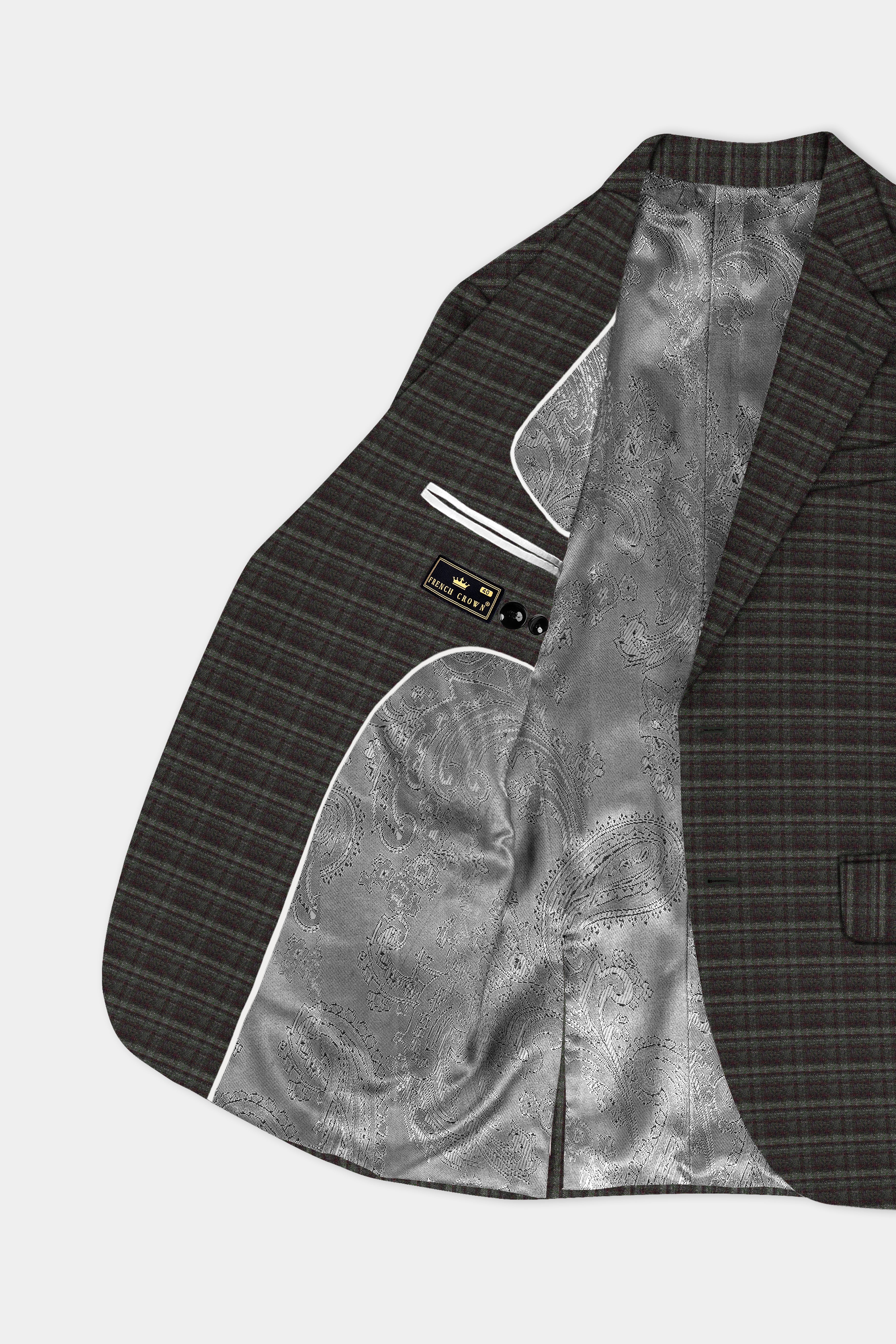 Zeus Brown And Lisbon Green Plaid Wool Rich Single Breasted Blazer