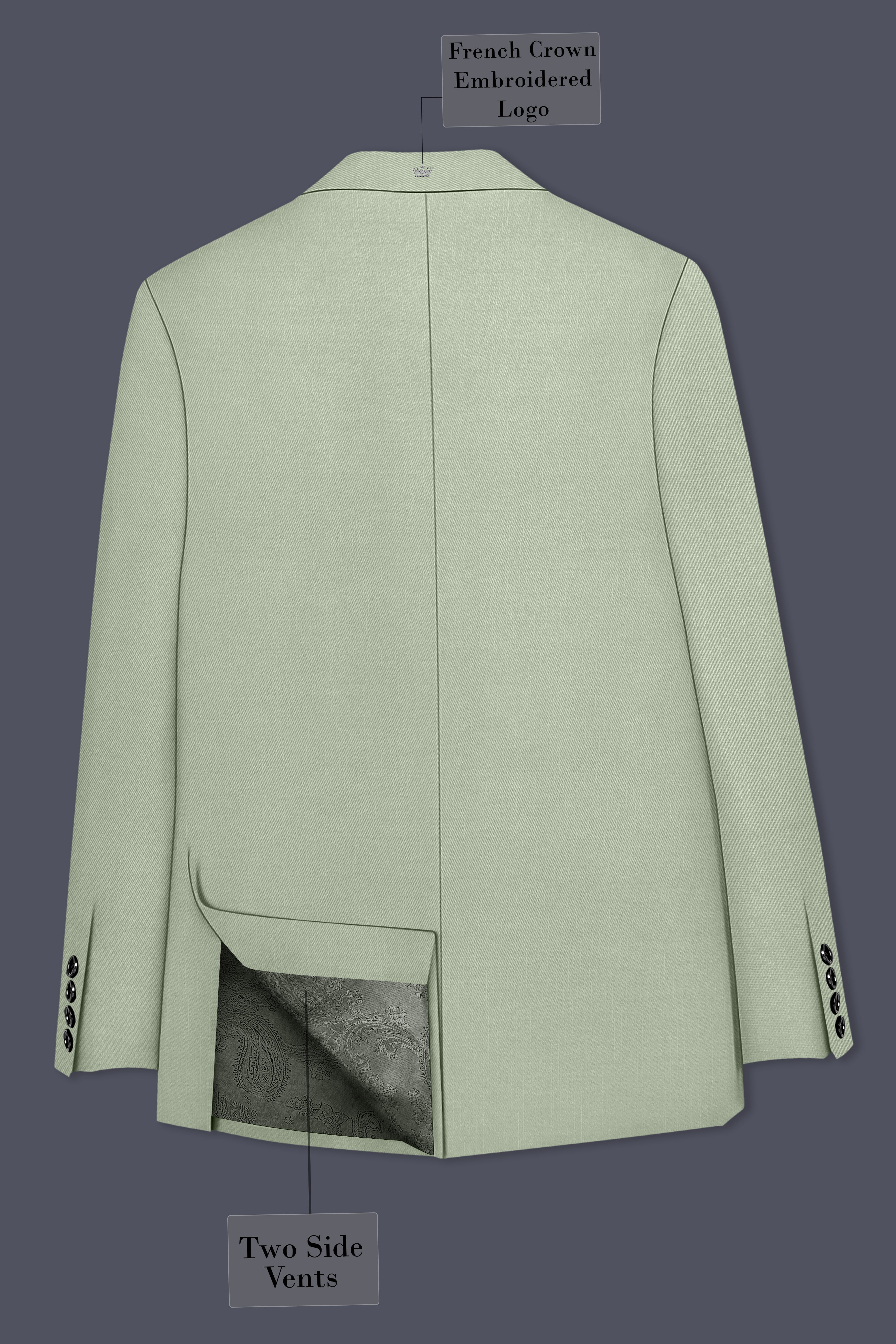 Spanish Green Solid Wool Rich Single Breasted Slight Stretch Blazer