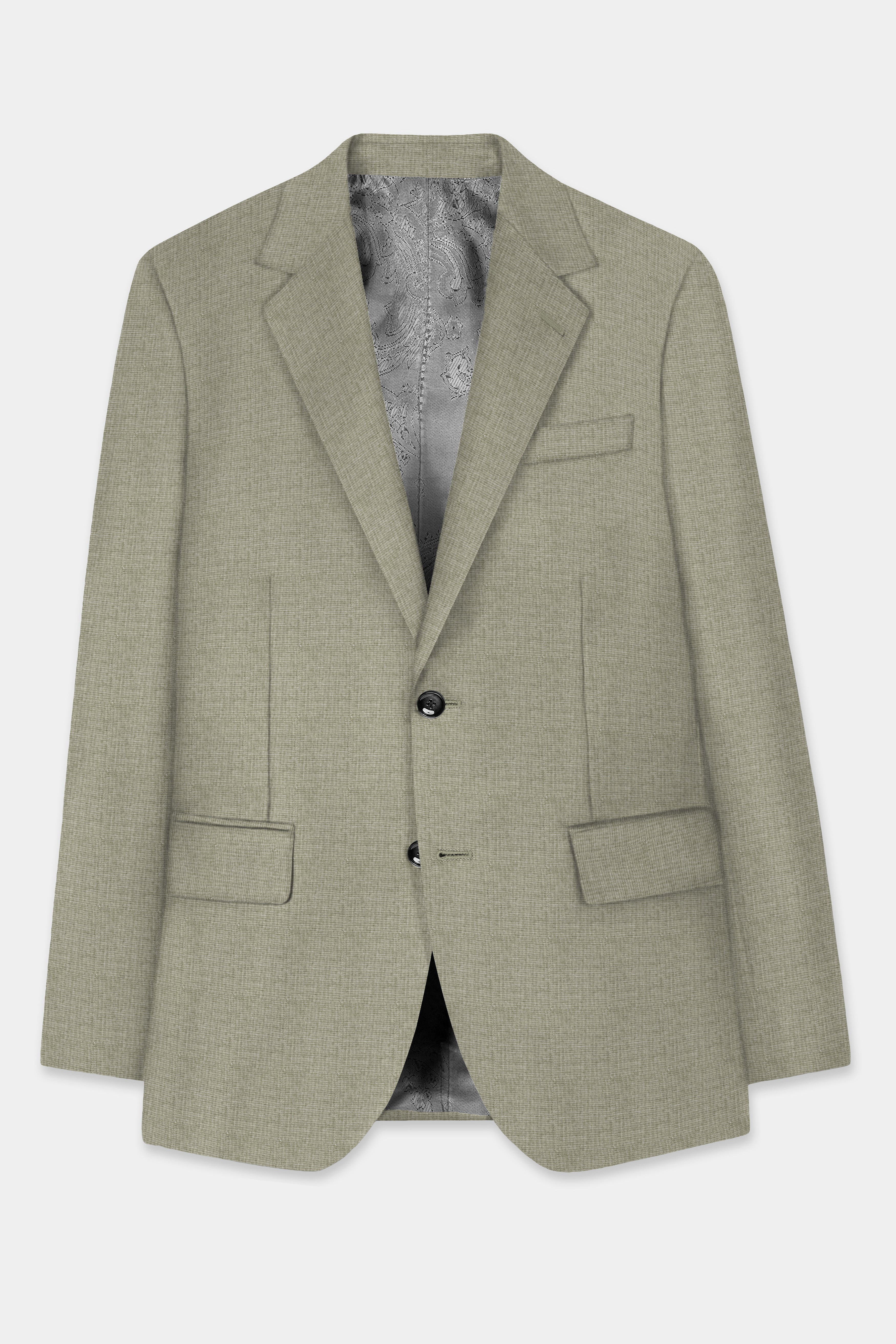 Pablo Gray Plaid Wool Rich Single Breasted Blazer