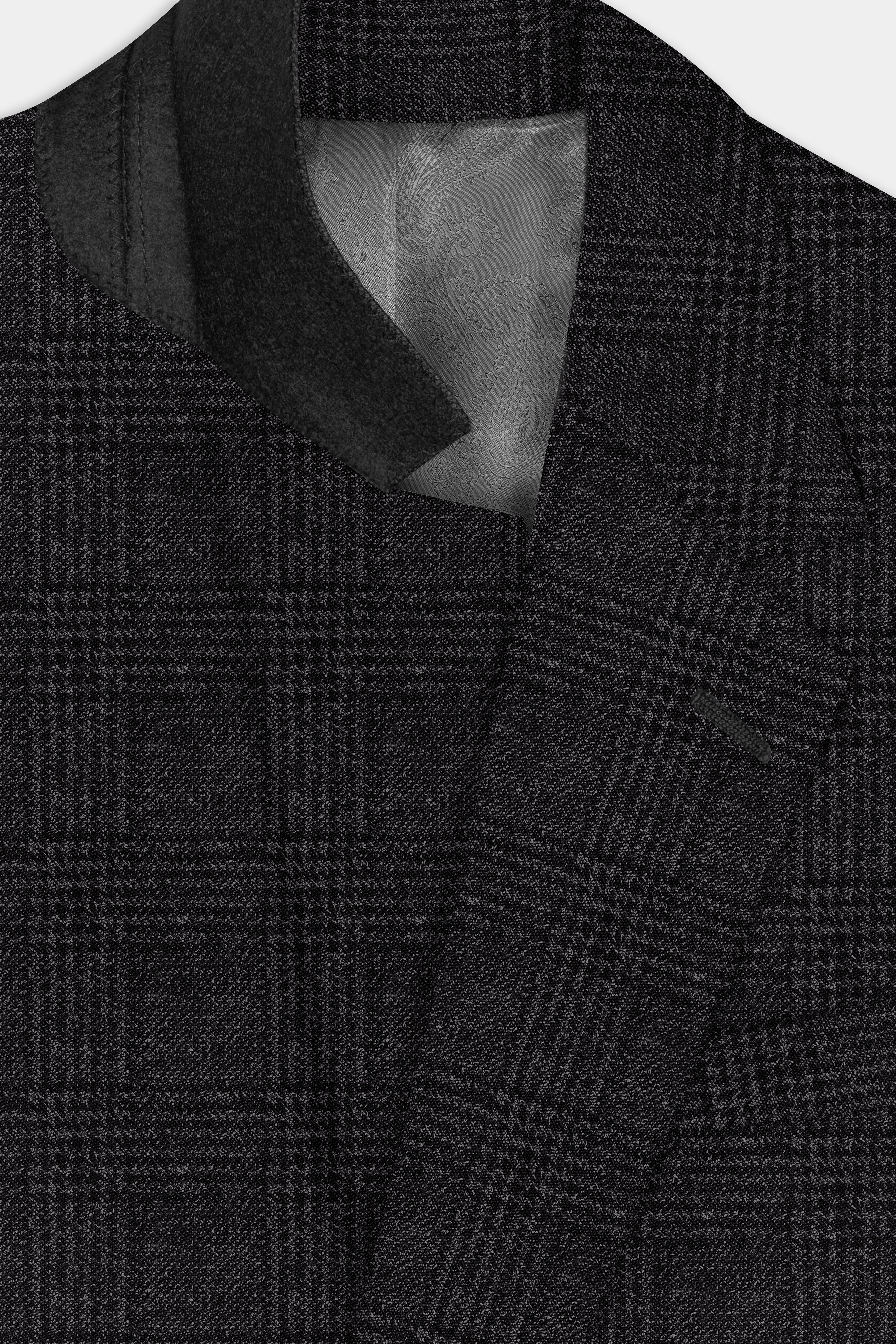 Zeus Gray Subtle Plaid Wool Rich Single Breasted Blazer