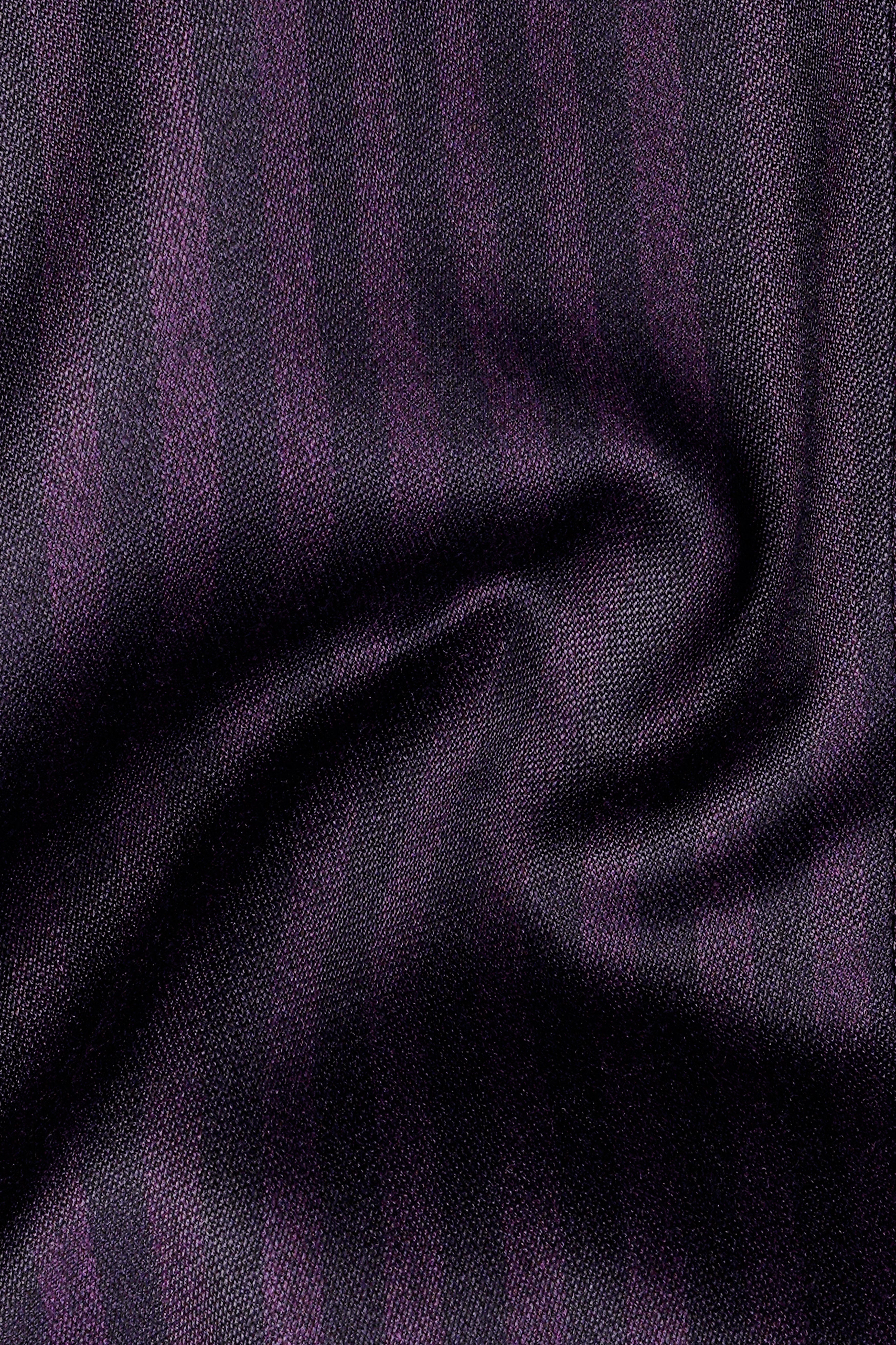 Byzantium Purple And Jade Black Striped Wool Rich Double Breasted Blazer