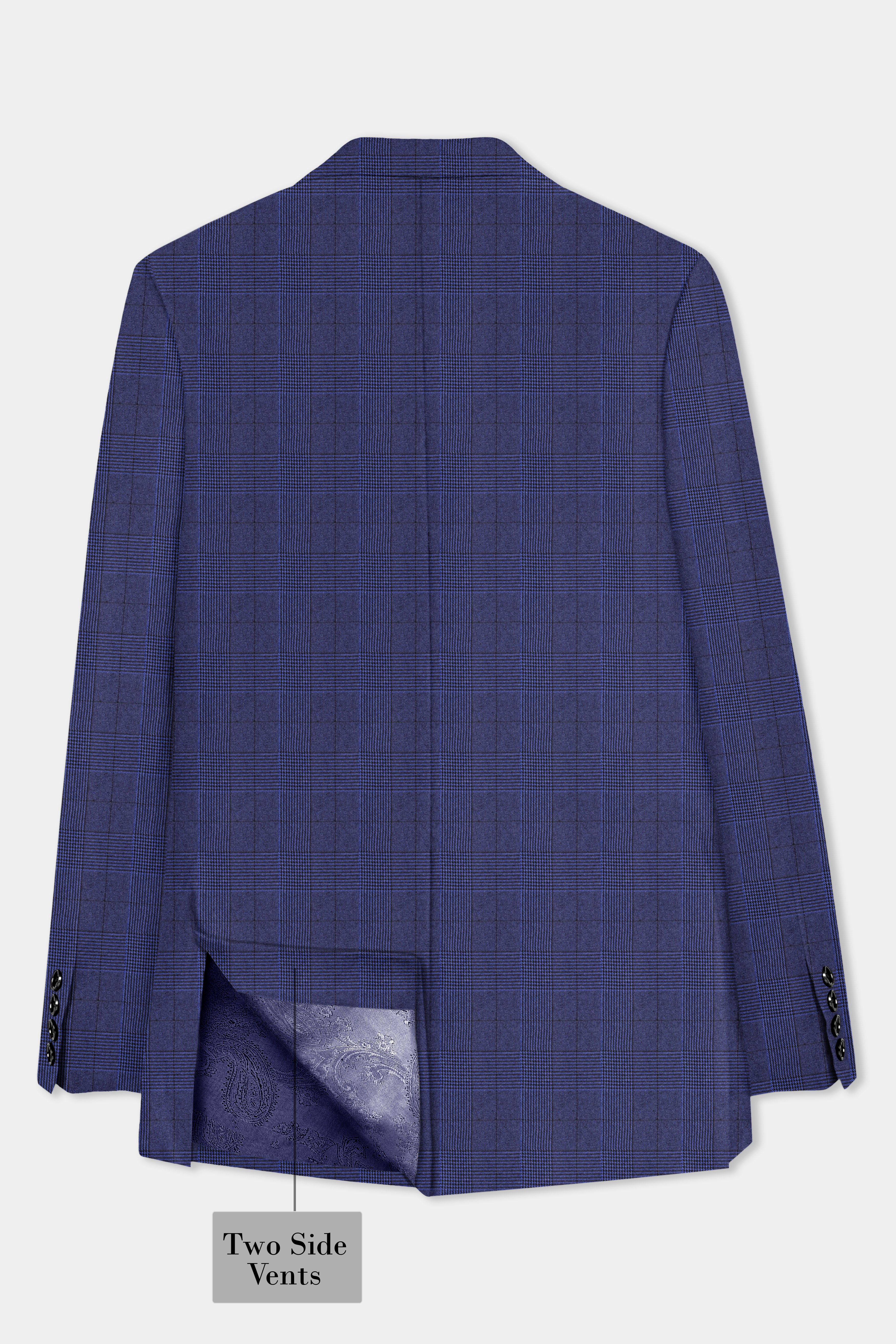 Martinique Blue Plaid Wool Rich Single Breasted Blazer