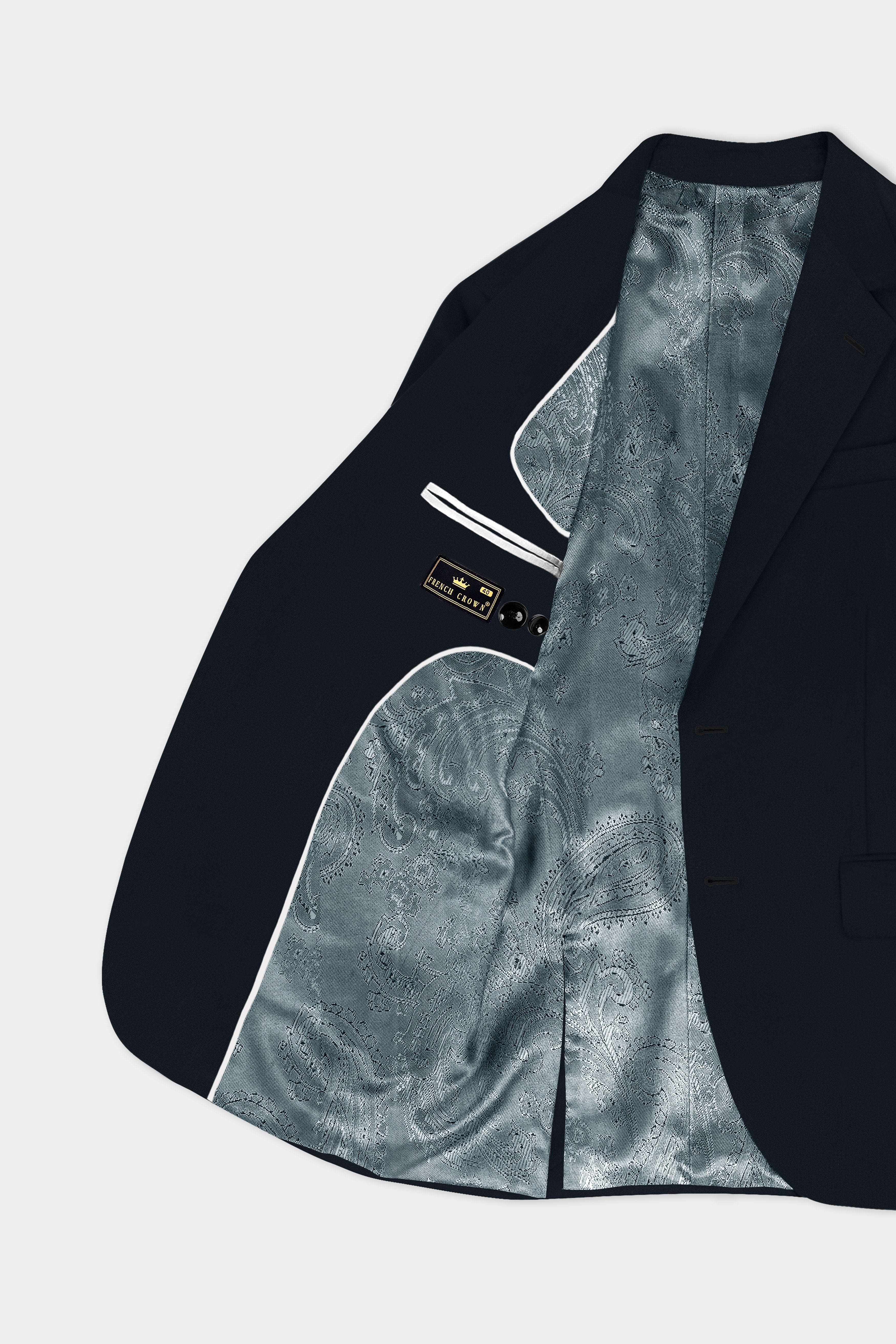 Cinder Blue Solid Wool Rich Single Breasted Blazer