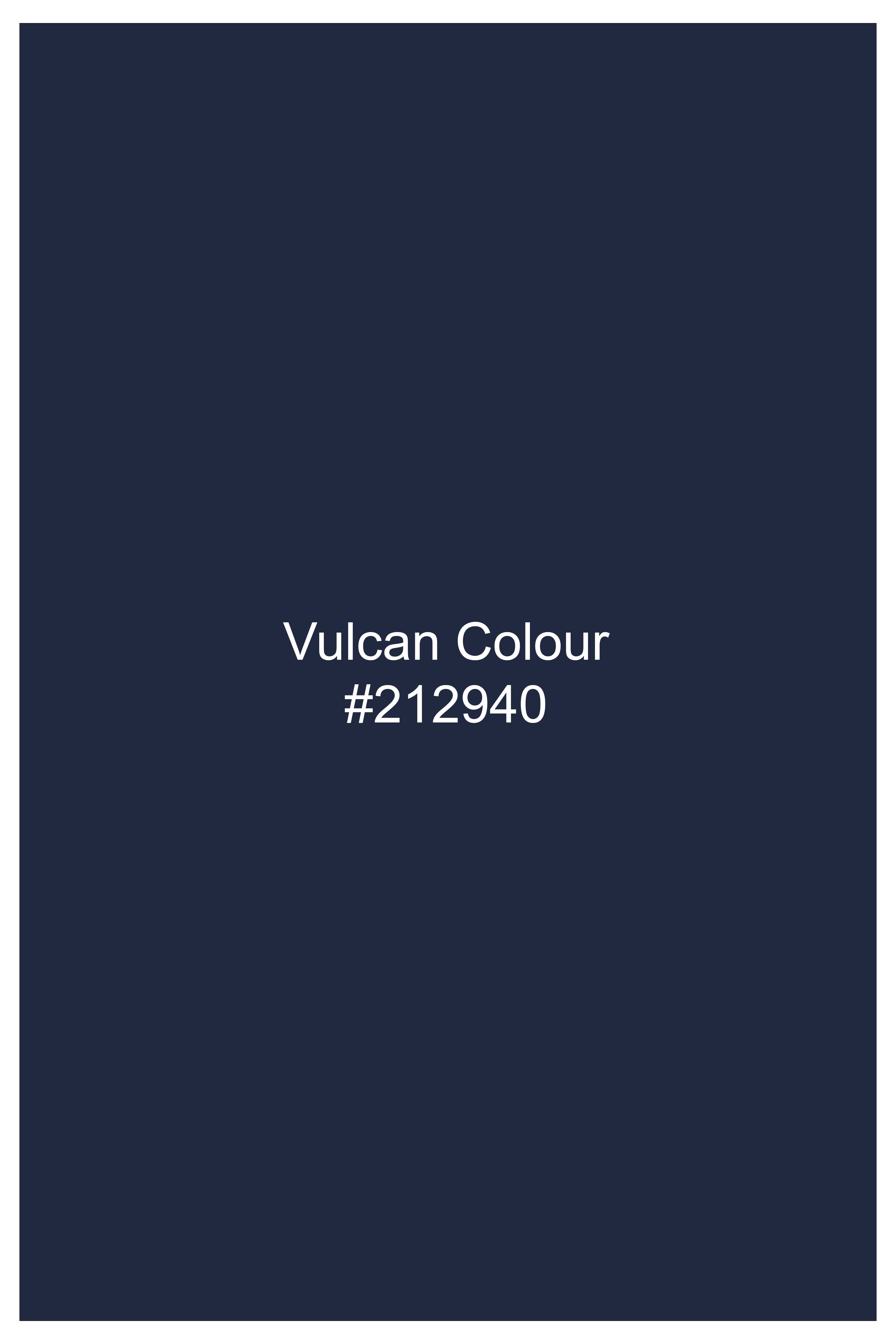 Vulcan Blue Solid Wool Rich Bandhgala Blazer