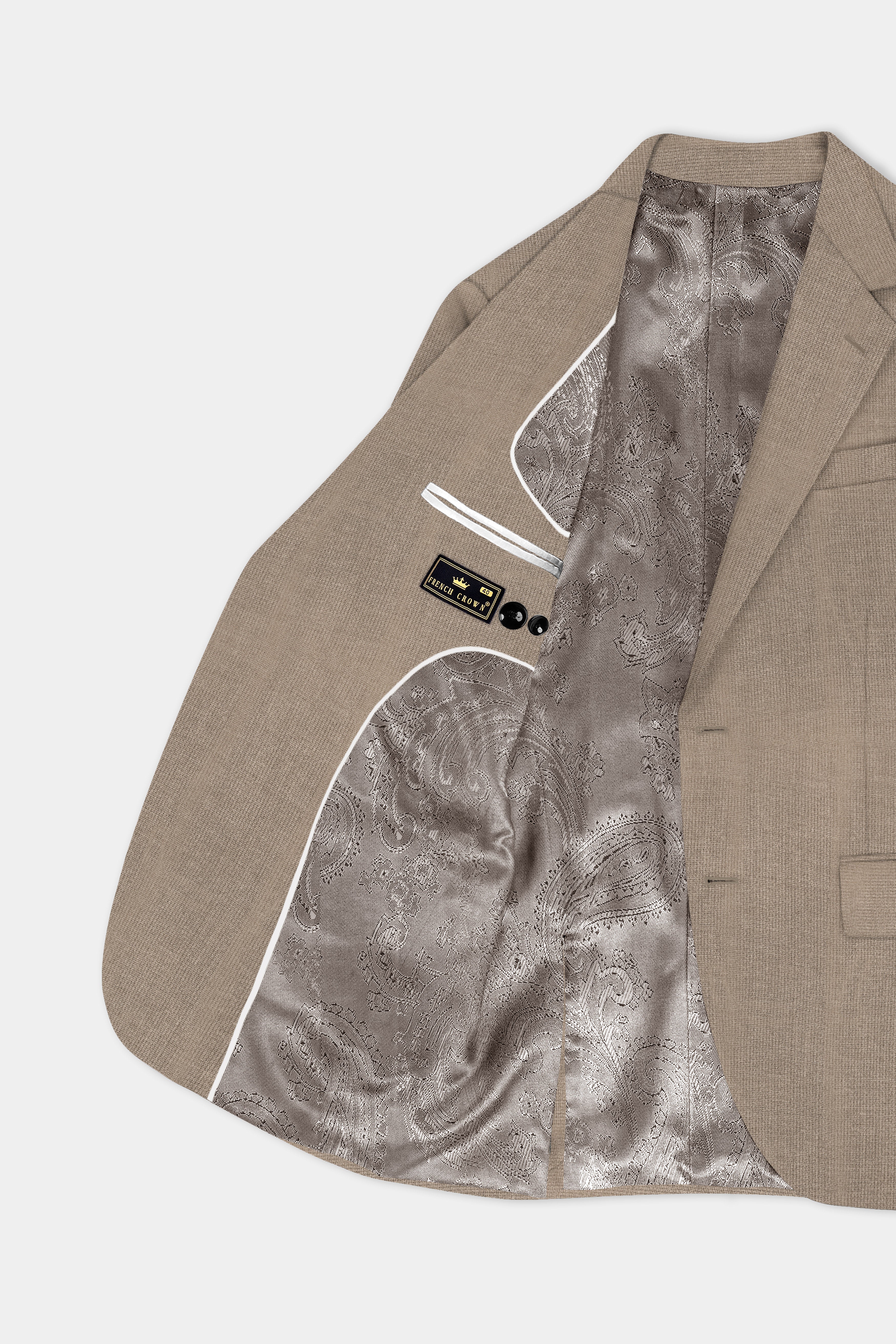 Cinereous Brown Textured Wool Rich Single Breasted Blazer