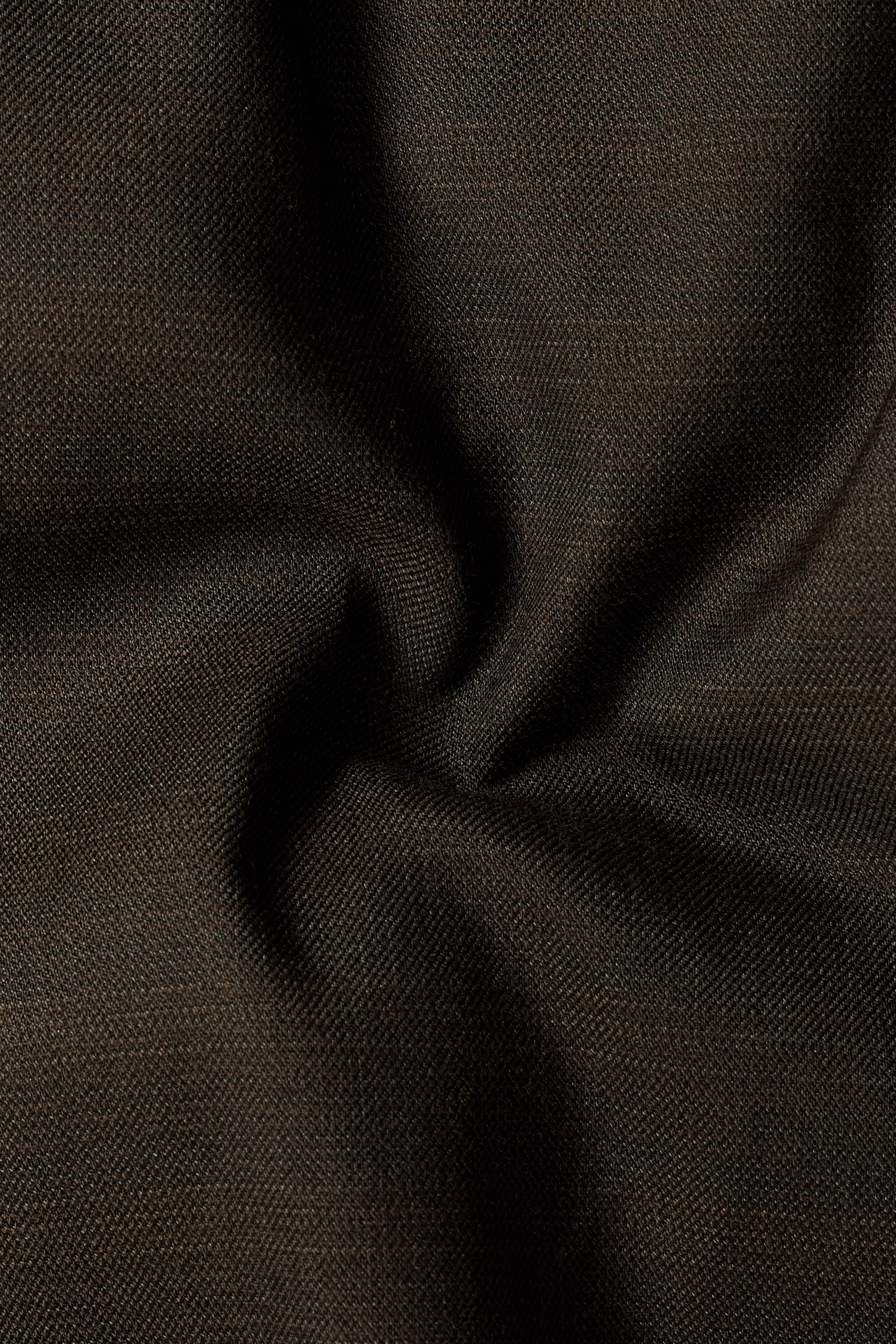 Piano Brown Textured Wool Rich Single Breasted Peak lapel Blazer