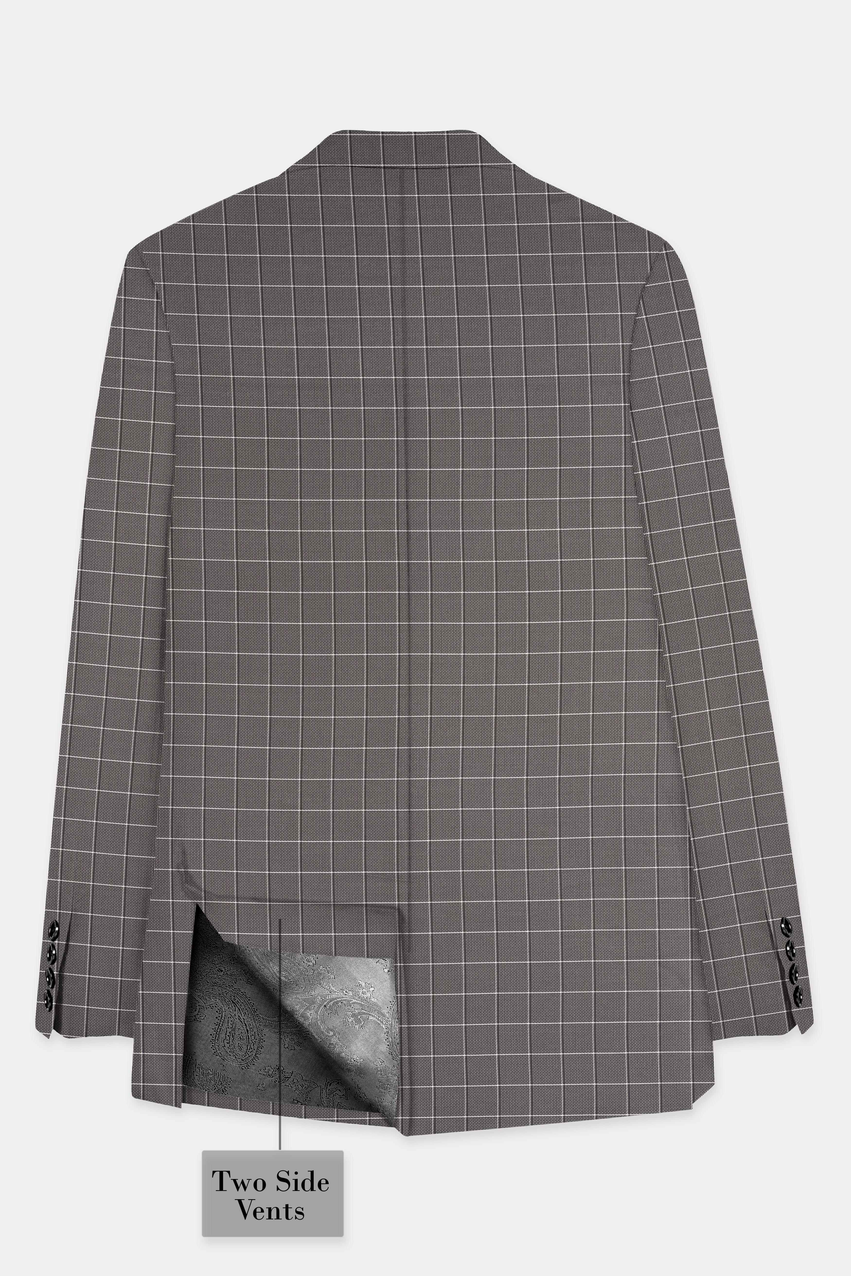 Friar Gray Plaid Wool Rich Double Breasted Blazer