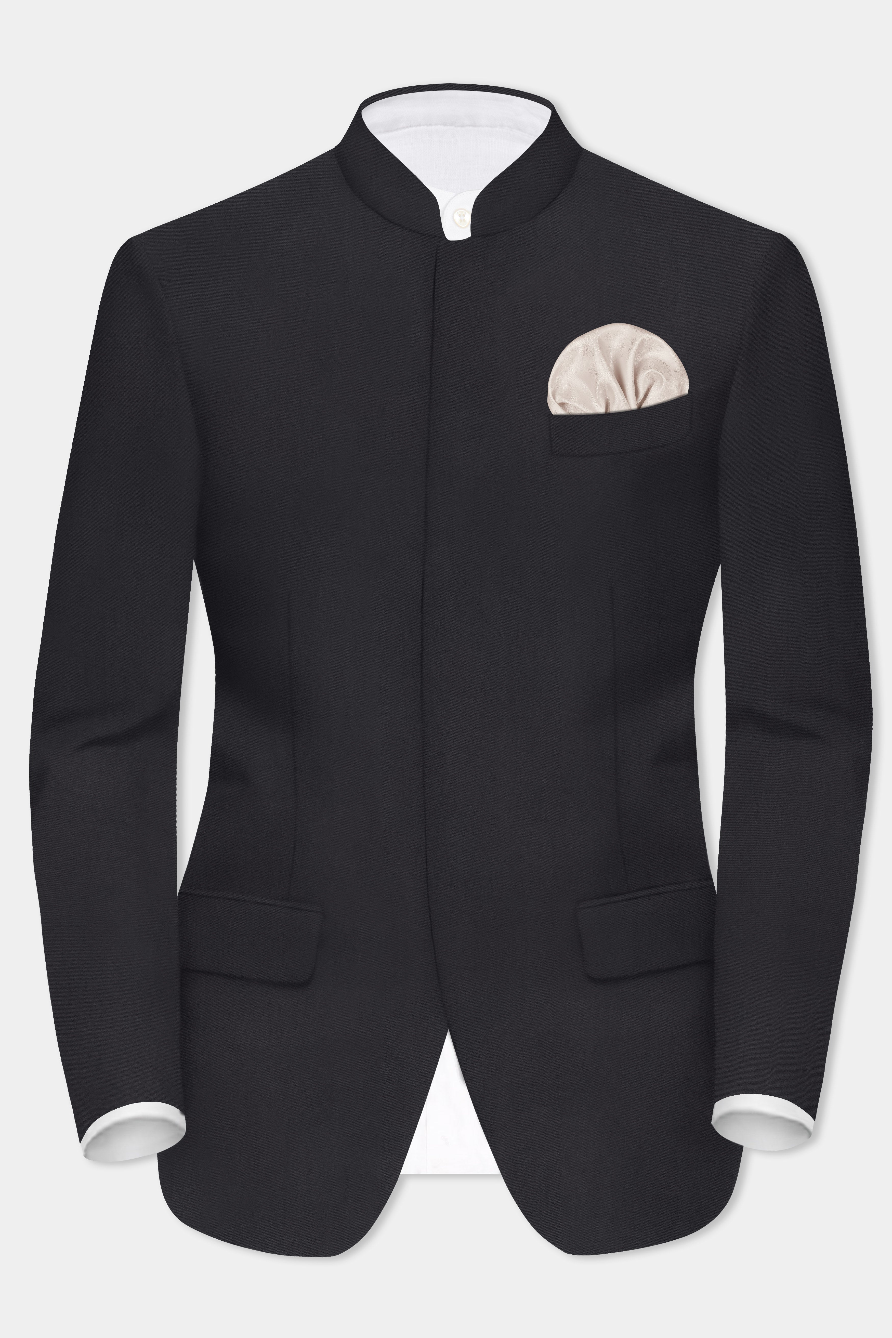 Charade Gray Solid Wool Rich Bandhgala Designer Blazer