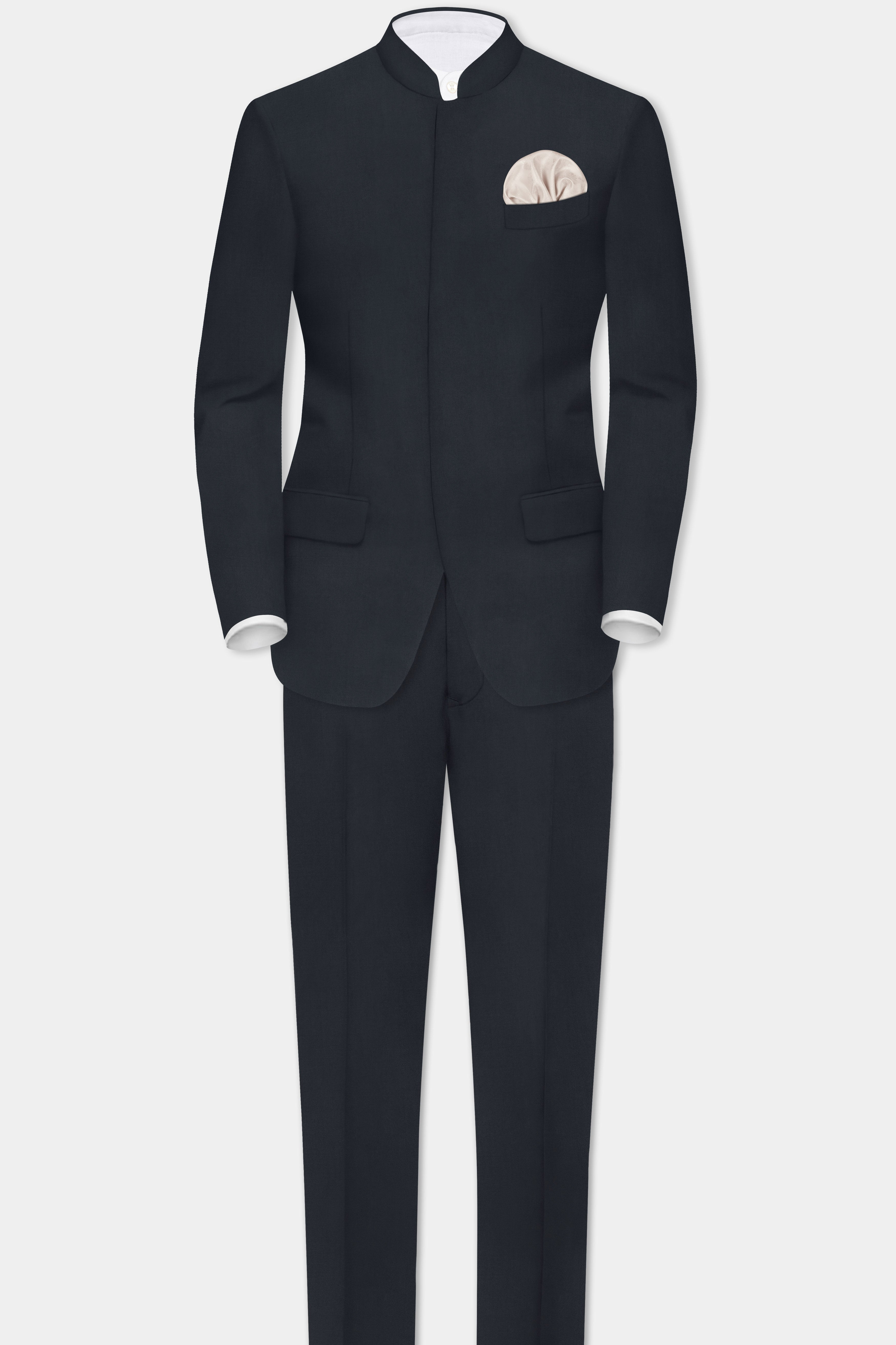 Charade Gray Solid Wool Rich Bandhgala Designer Blazer