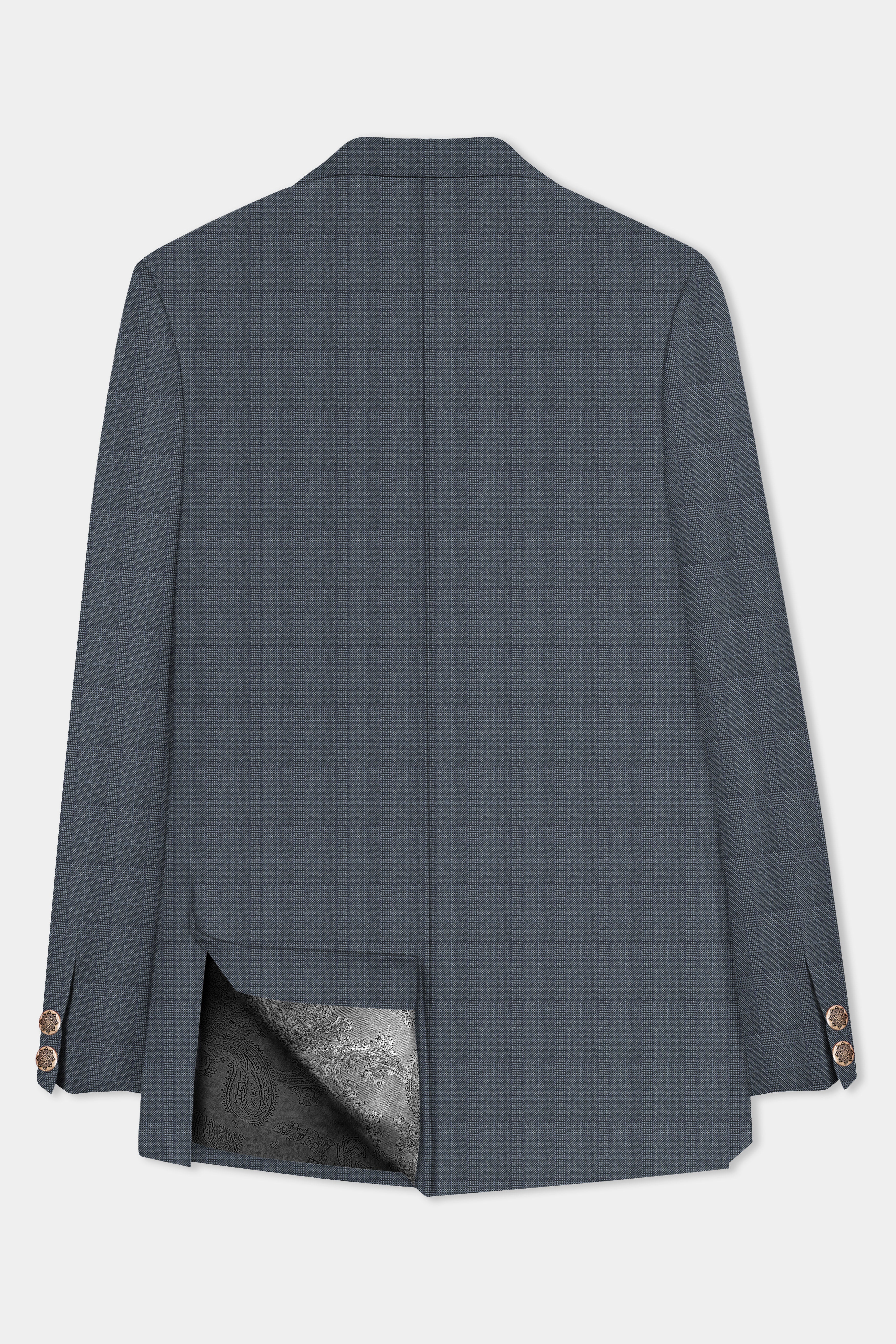 Trout Gray Windowpane Wool Rich Bandhgala Blazer