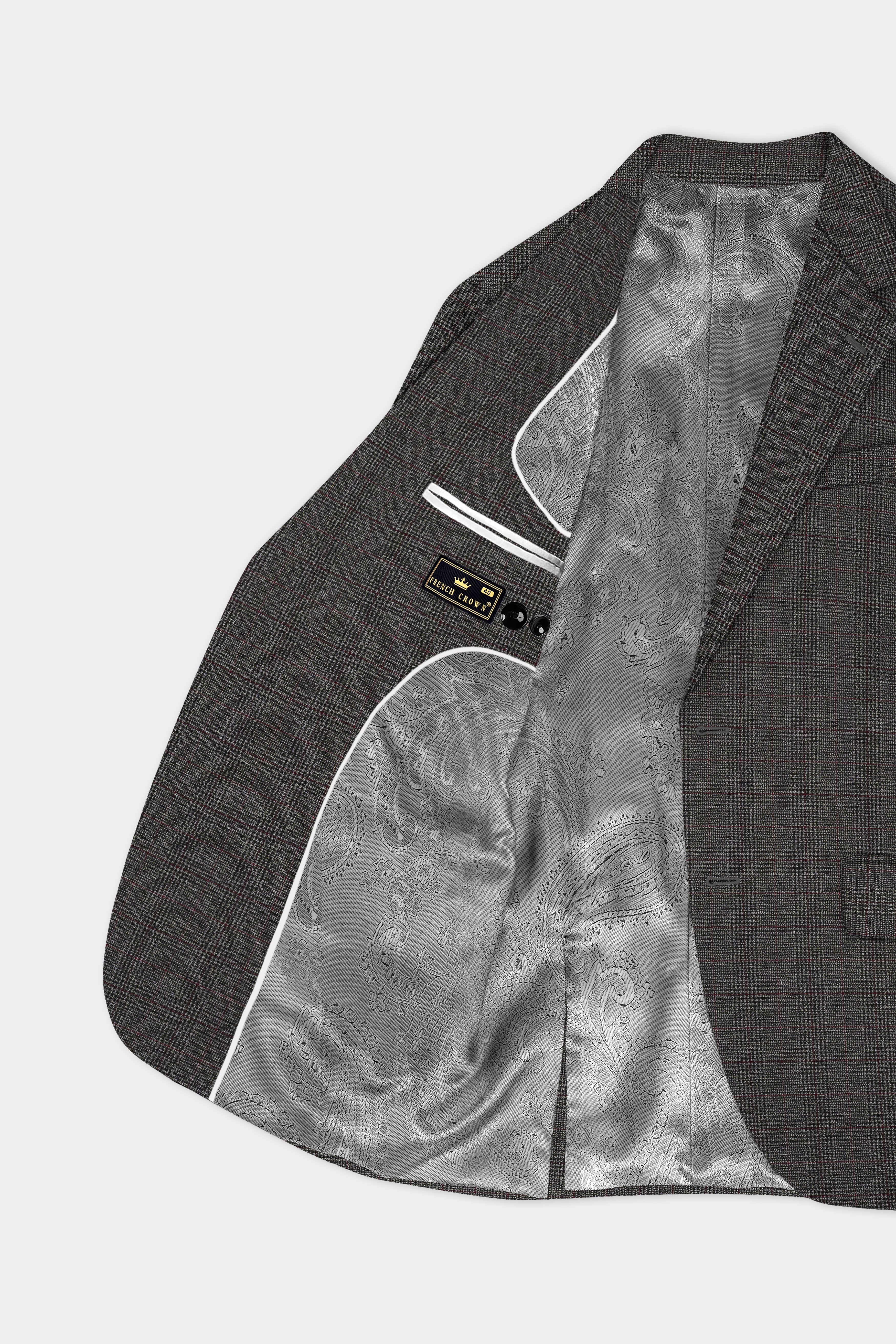 Iridium Gray Plaid Wool Rich Single Breasted Blazer