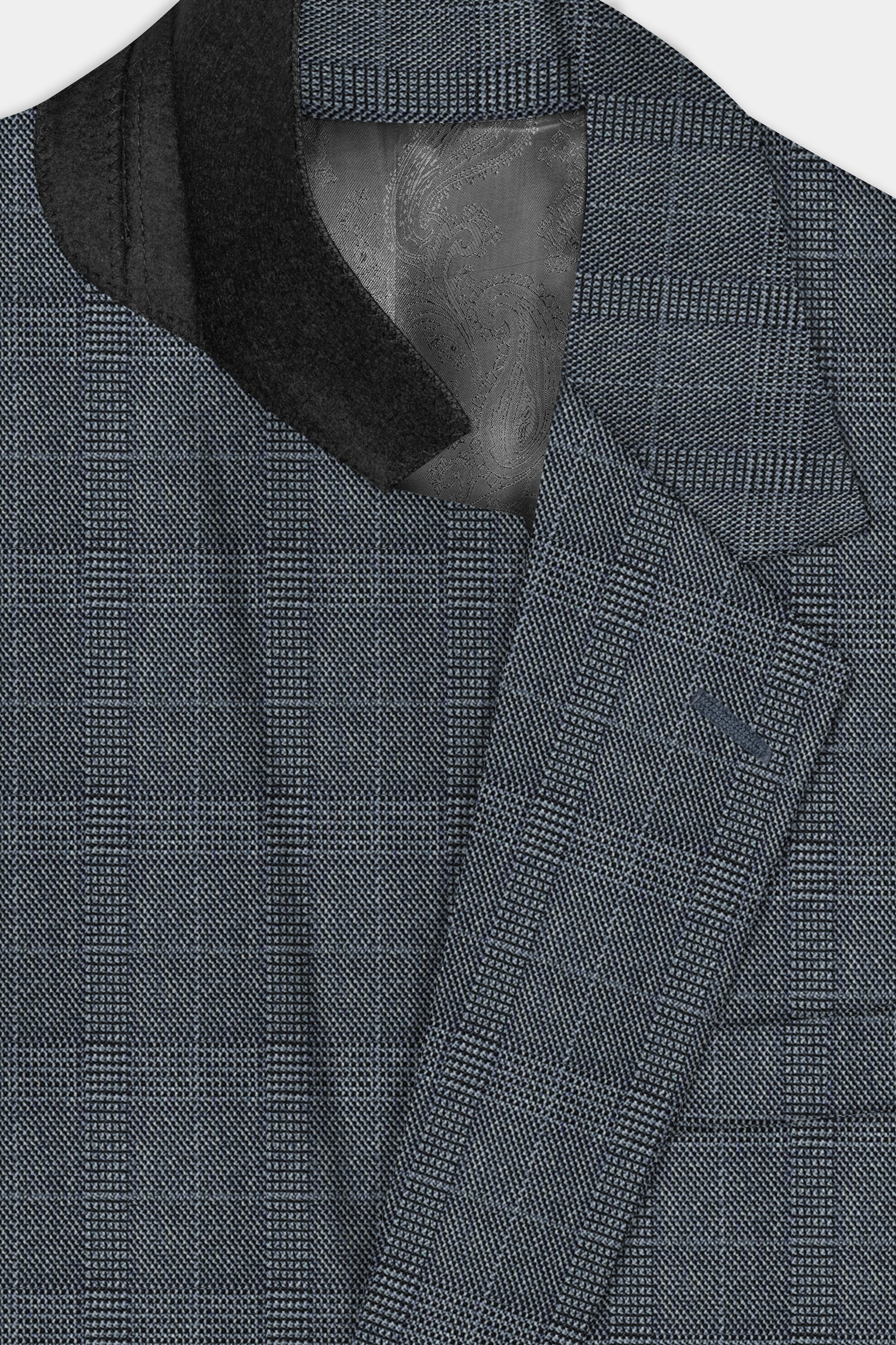 Trout Gray Windowpane Wool Rich Single Breasted Blazer