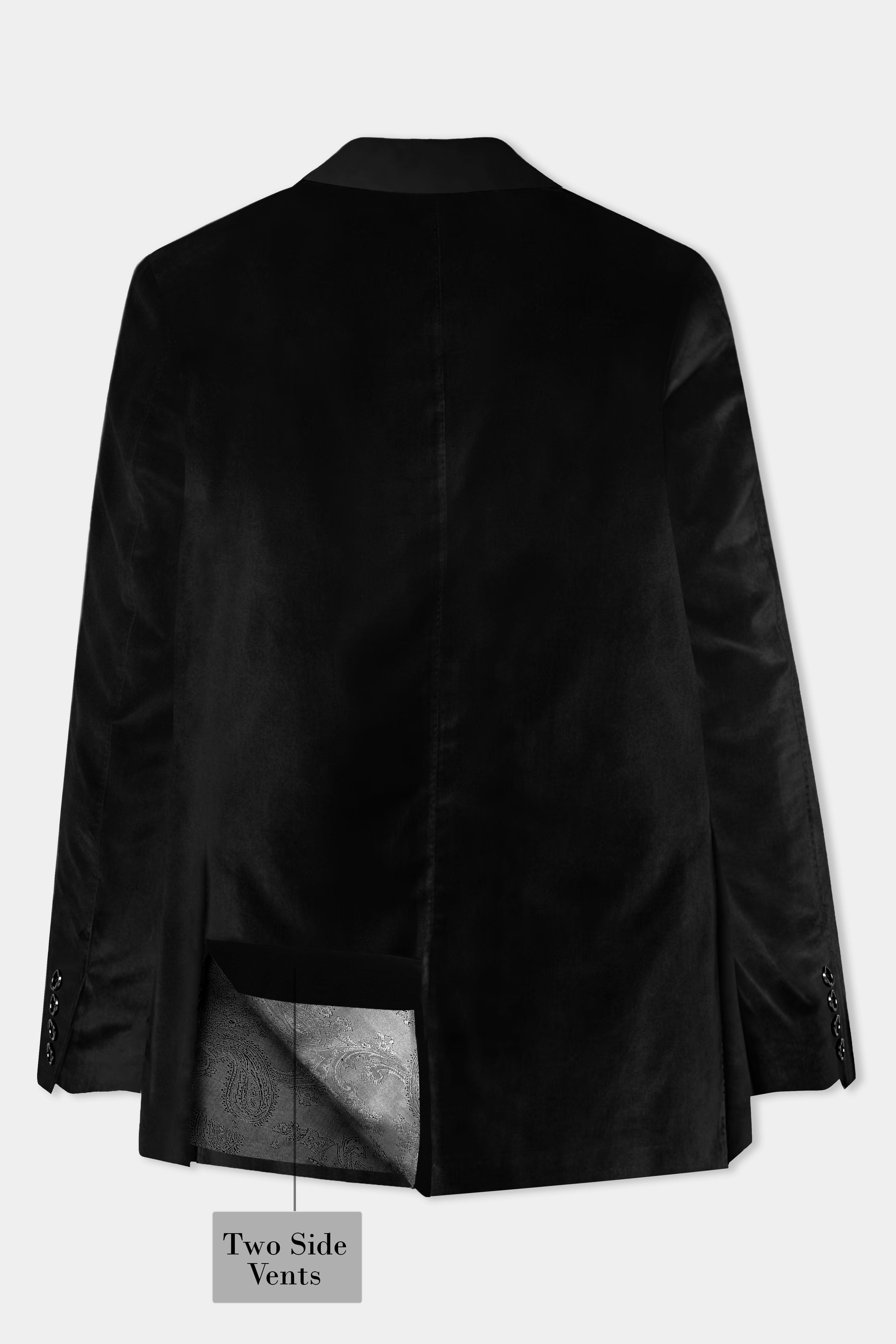 ObsidianCharm-Jade Black Velvet Peak Collar Tuxedo Blazer