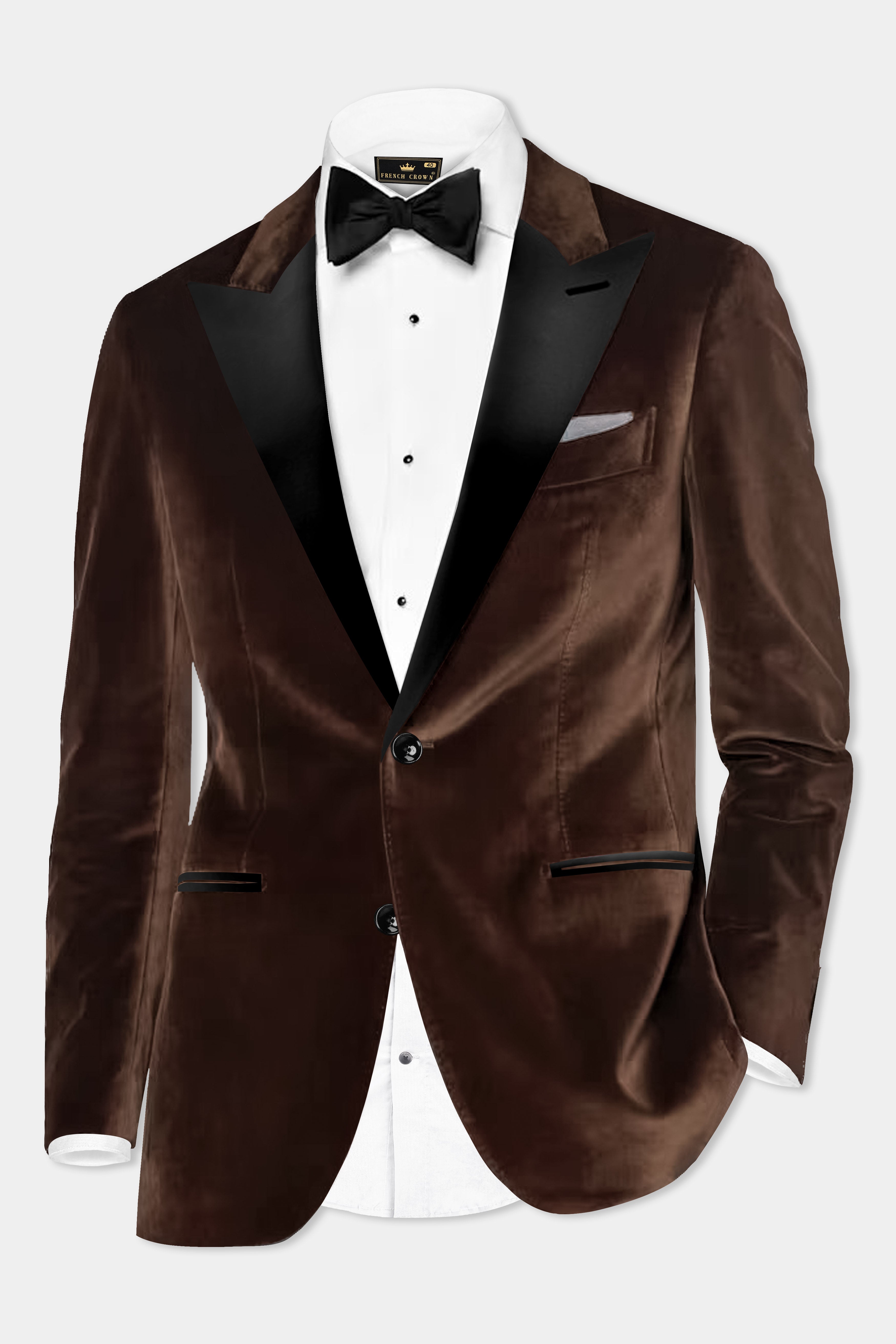 Bronze Eclipse-Brown Velvet Peak Collar Tuxedo Blazer