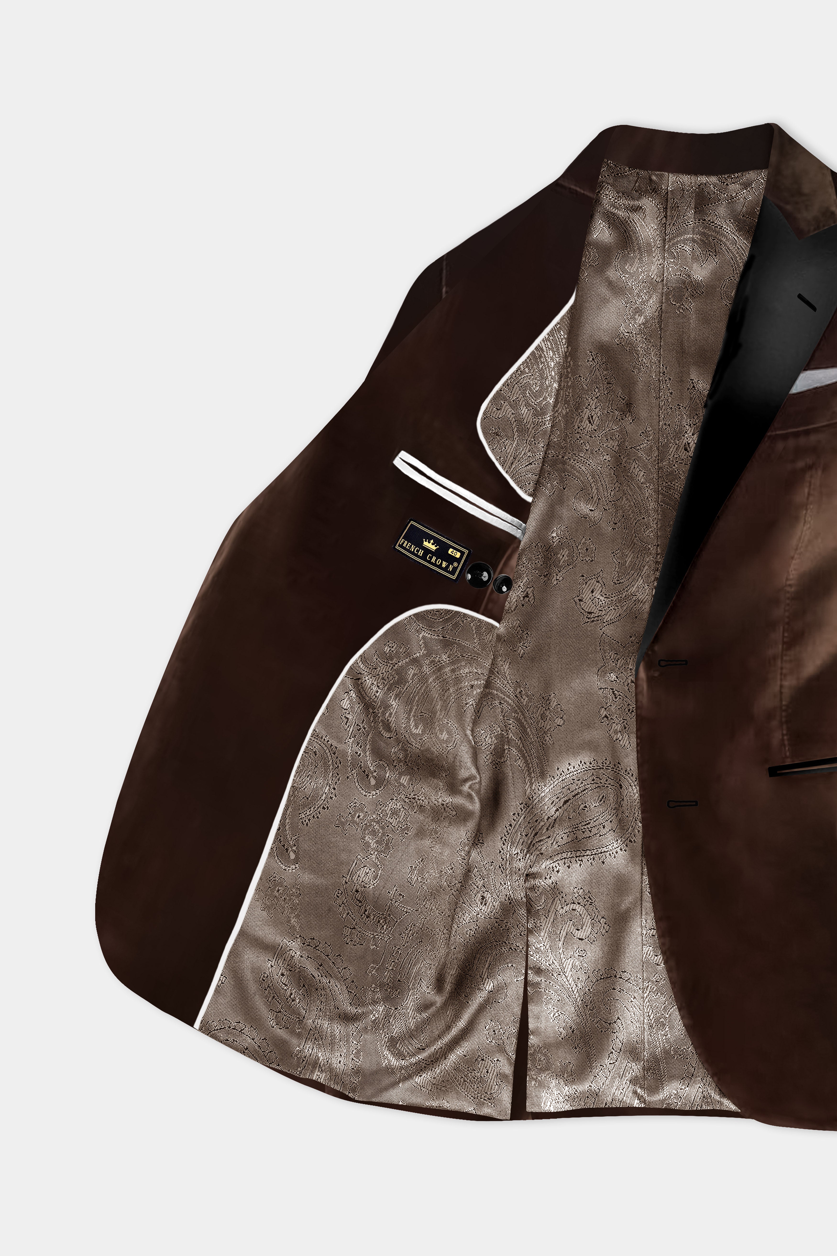 Bronze Eclipse-Brown Velvet Peak Collar Tuxedo Blazer