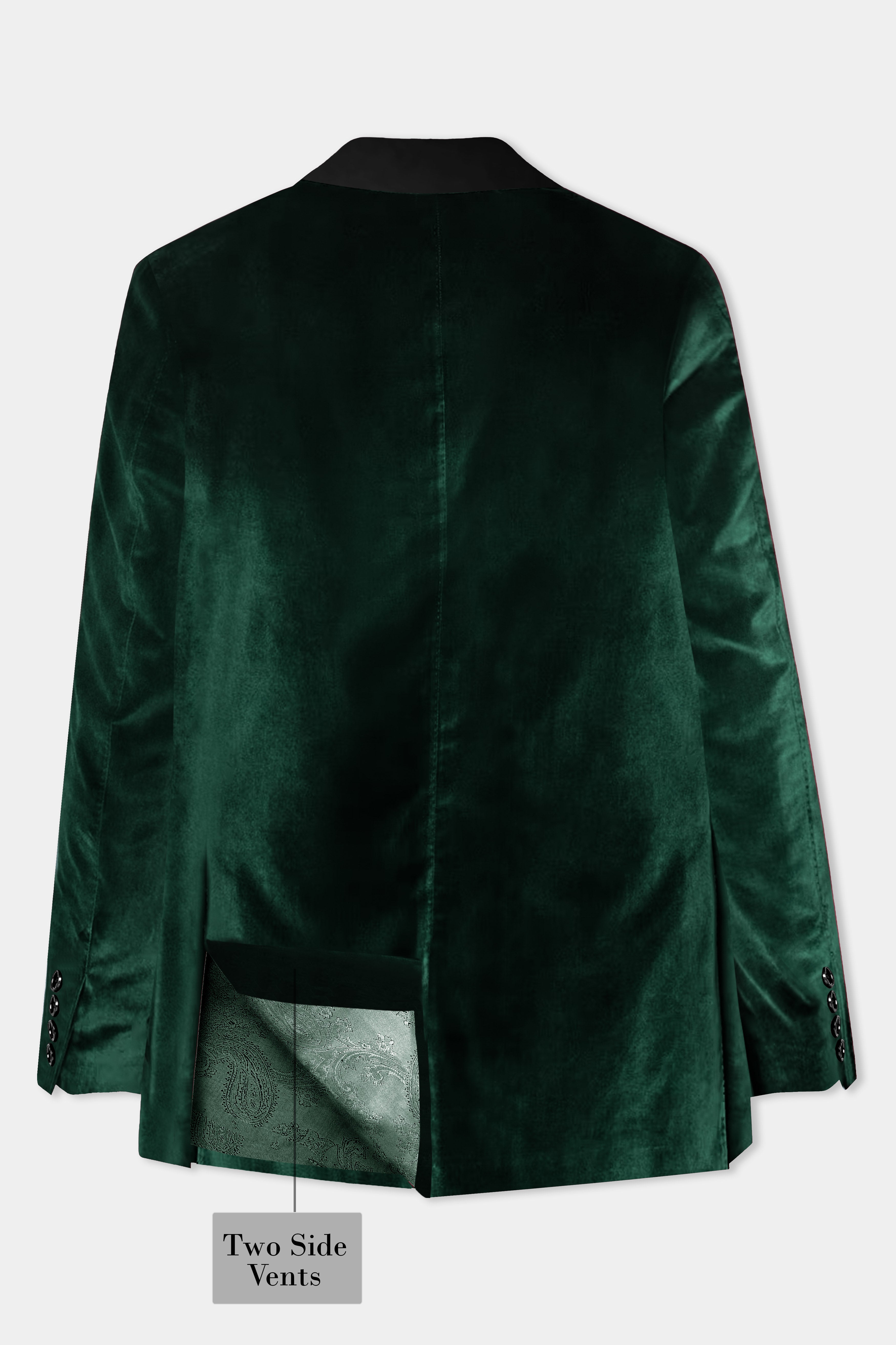 Emerald Majesty-Celtic Green Velvet Peak Collar Tuxedo Blazer