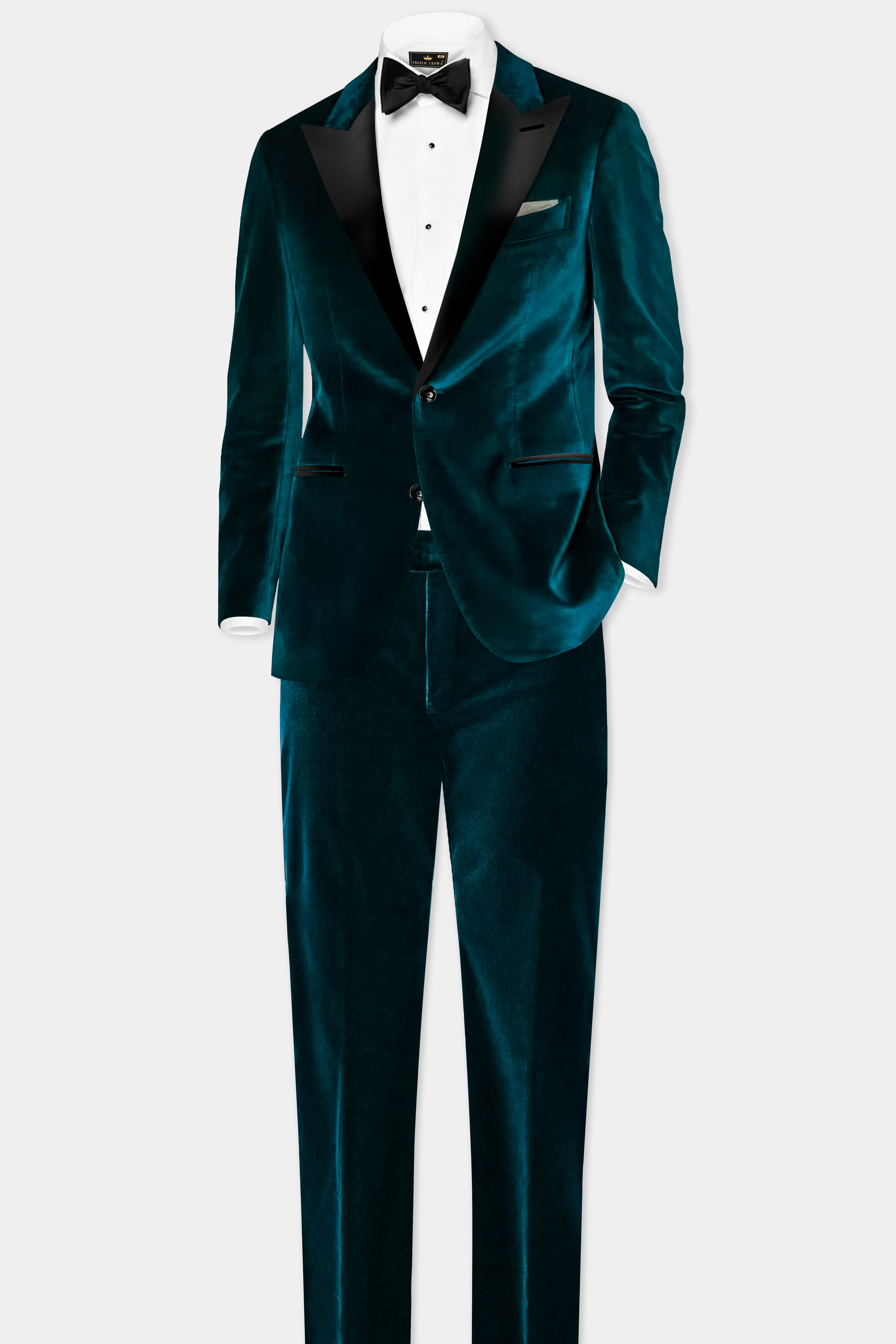 Forest Regal-Daintree Green Velvet Peak Lapel Tuxedo Blazer