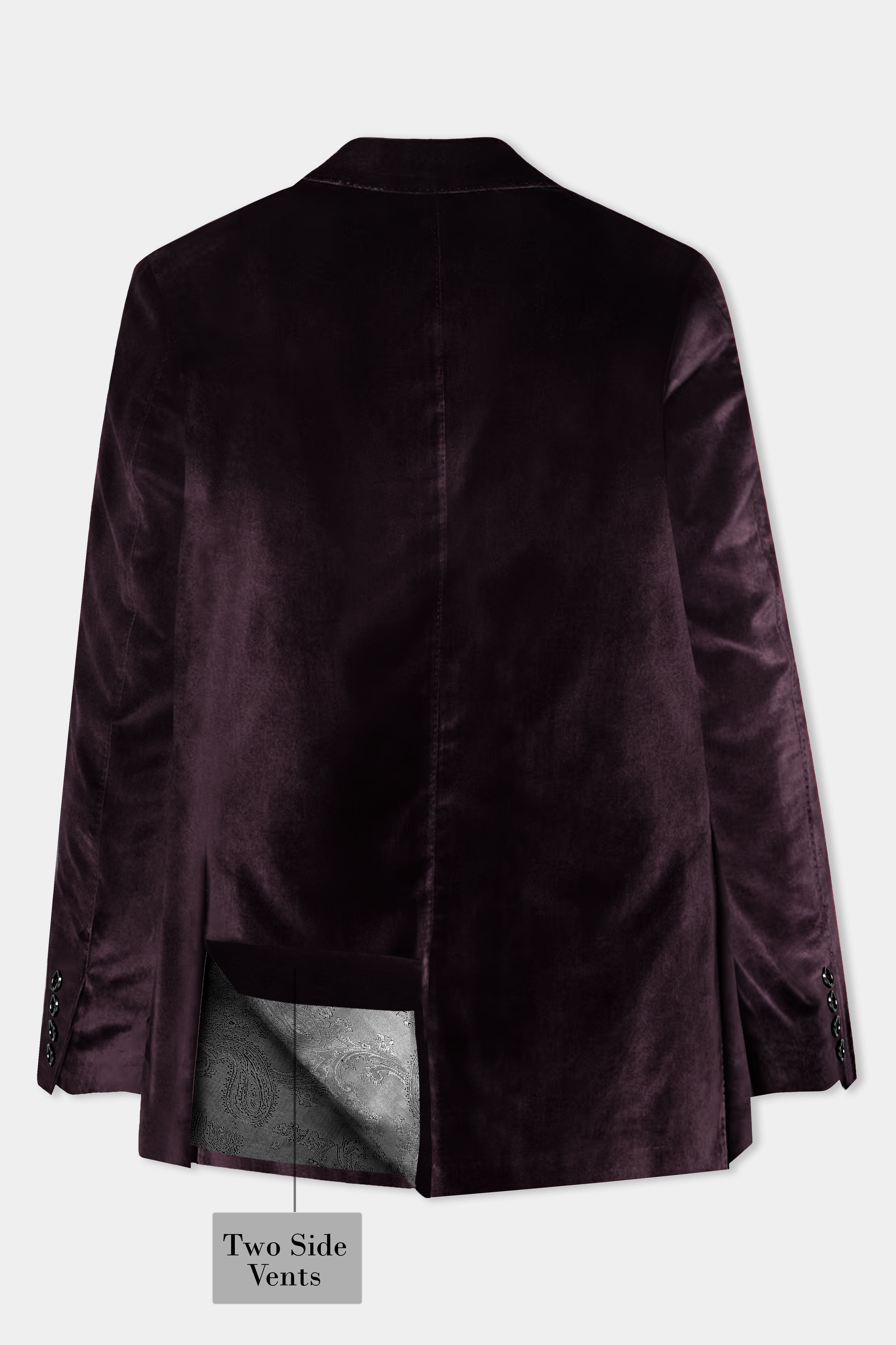 Carmine Lux-Zambezi Maroon Velvet Single Breasted Peak lapel Blazer