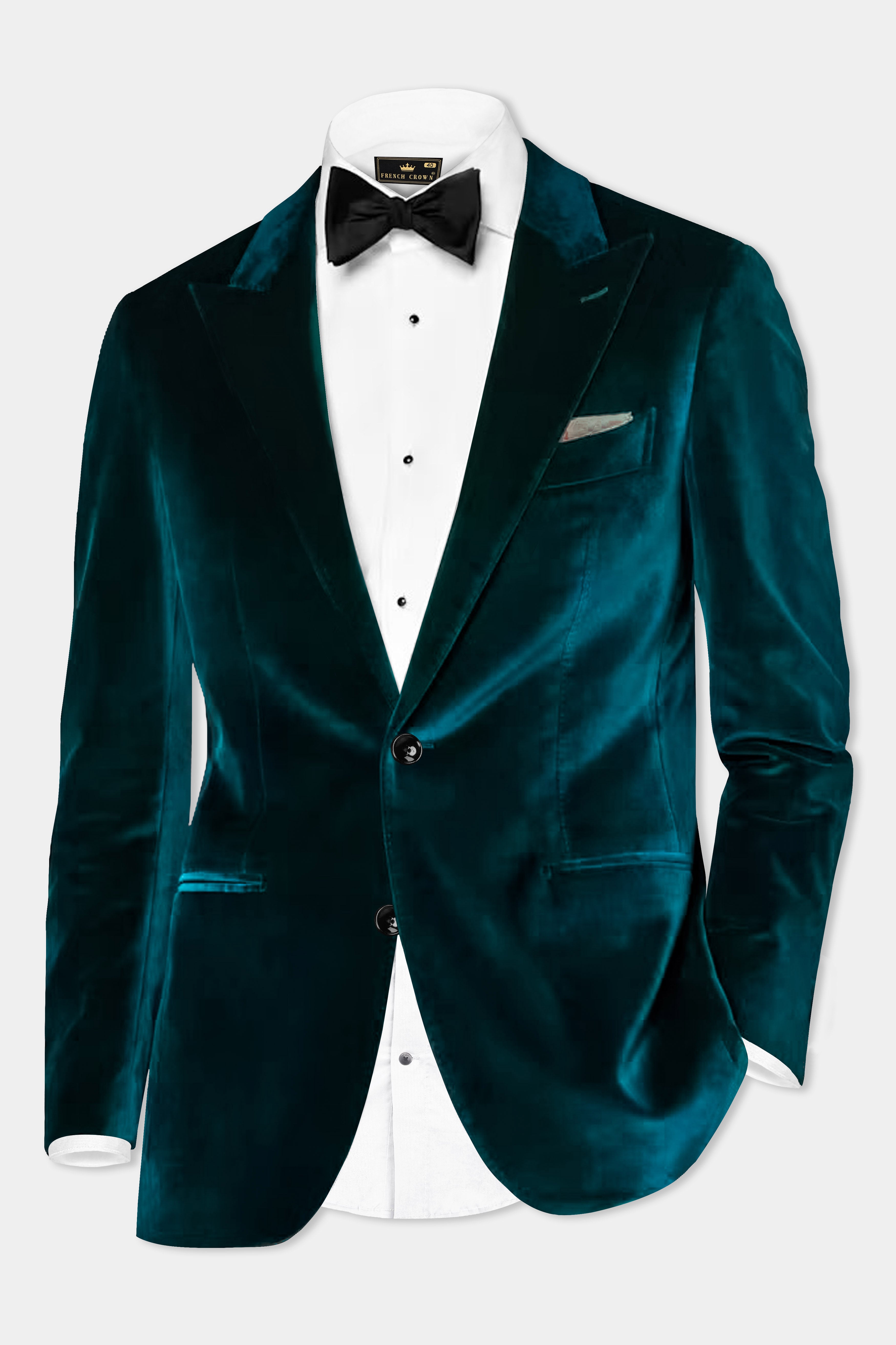 Forest Regal-Daintree Green Velvet Single Breasted Peak lapel Blazer