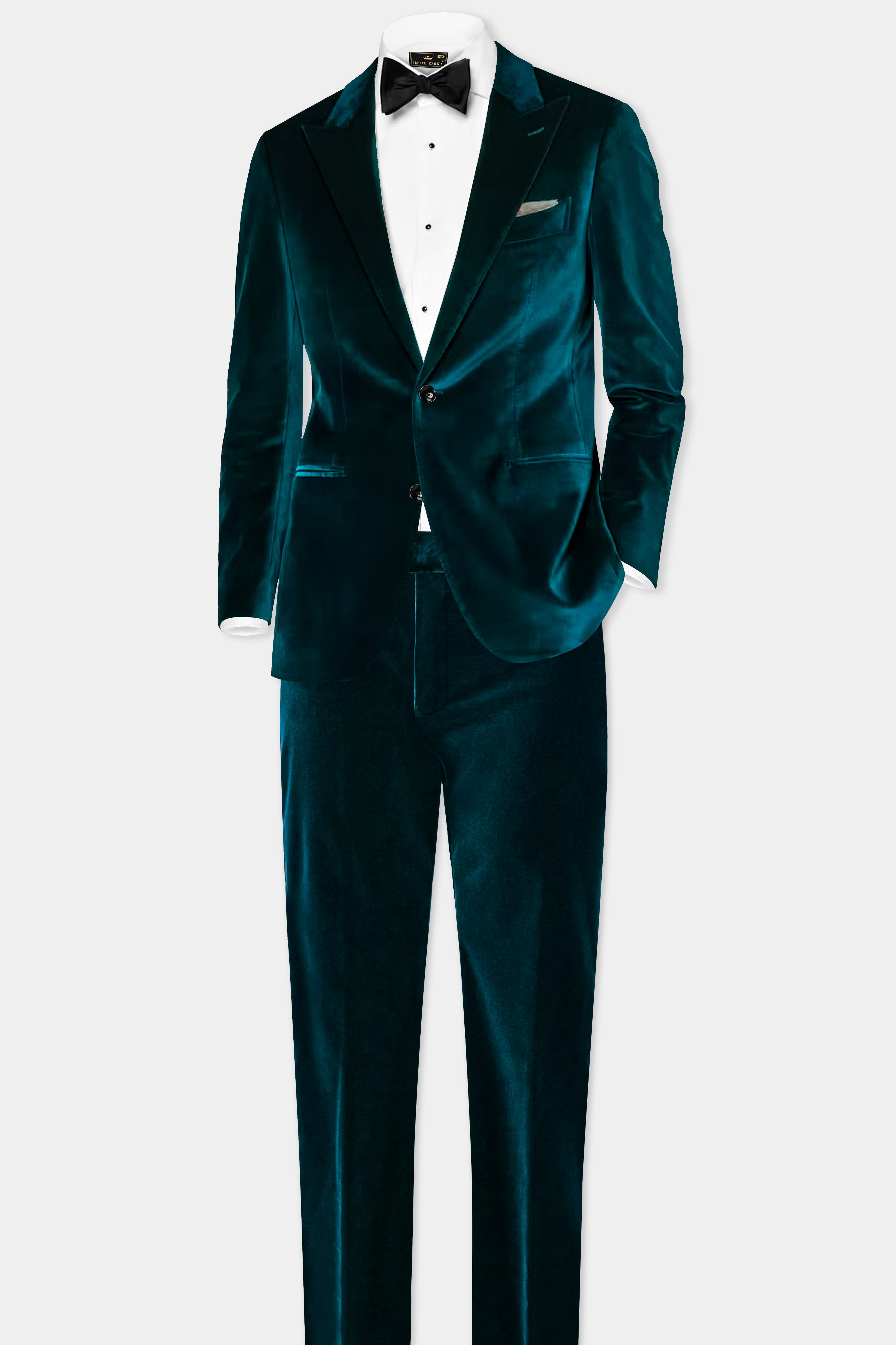 Forest Regal-Daintree Green Velvet Single Breasted Peak lapel Blazer