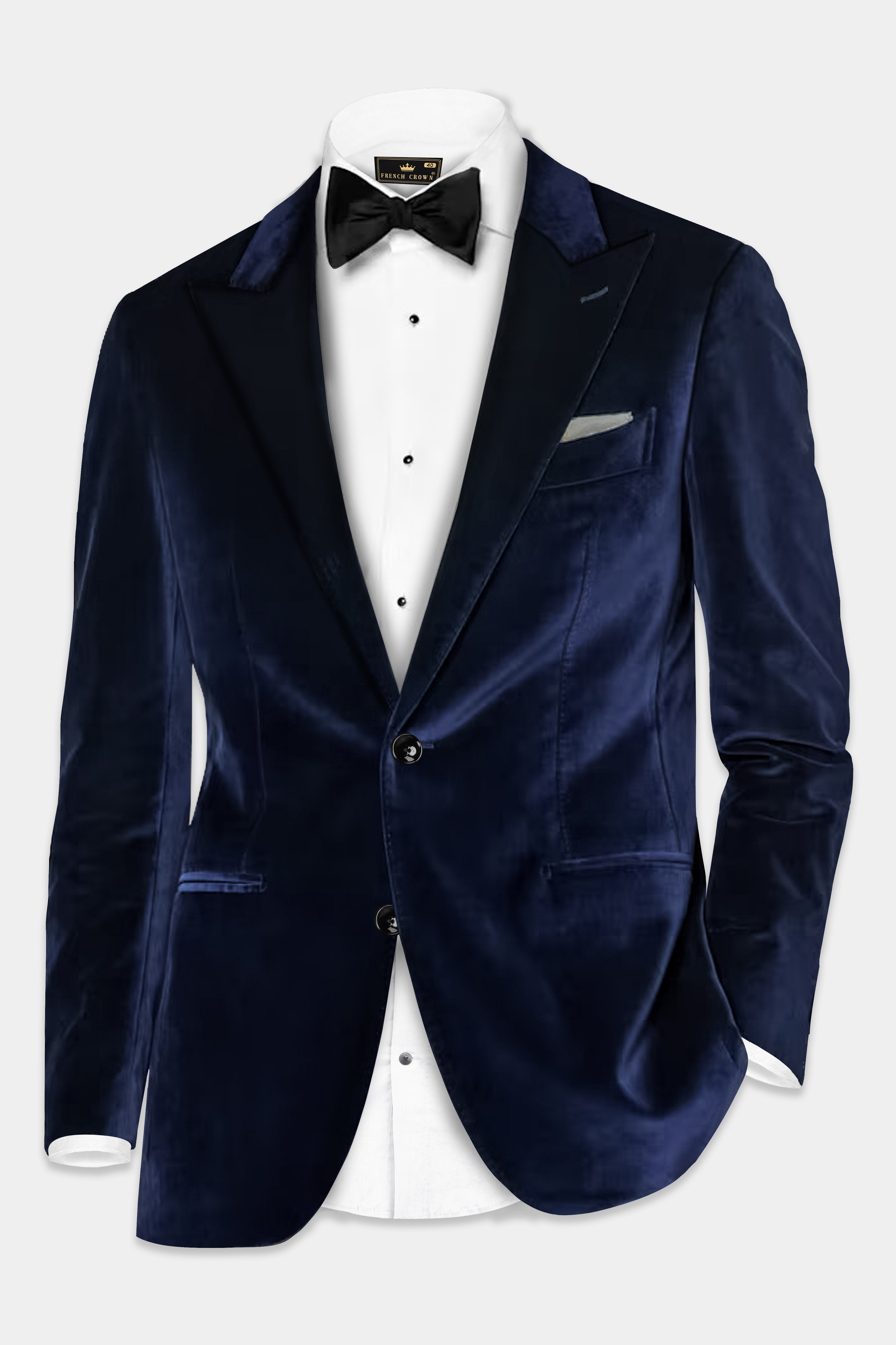 Ocean Mist-Tealish Blue Velvet Single Breasted Peak lapel Blazer